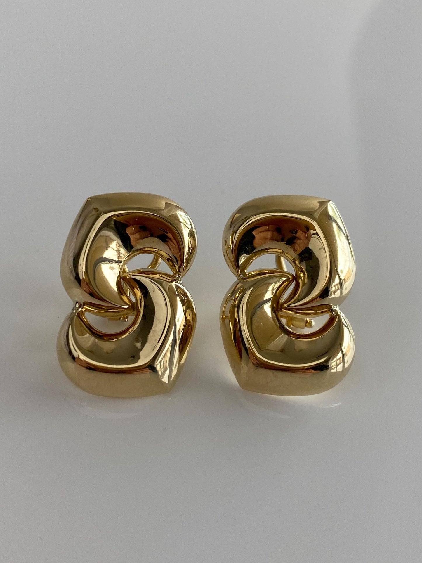 Vintage 14k Yellow Gold Large Link Drop Earrings
