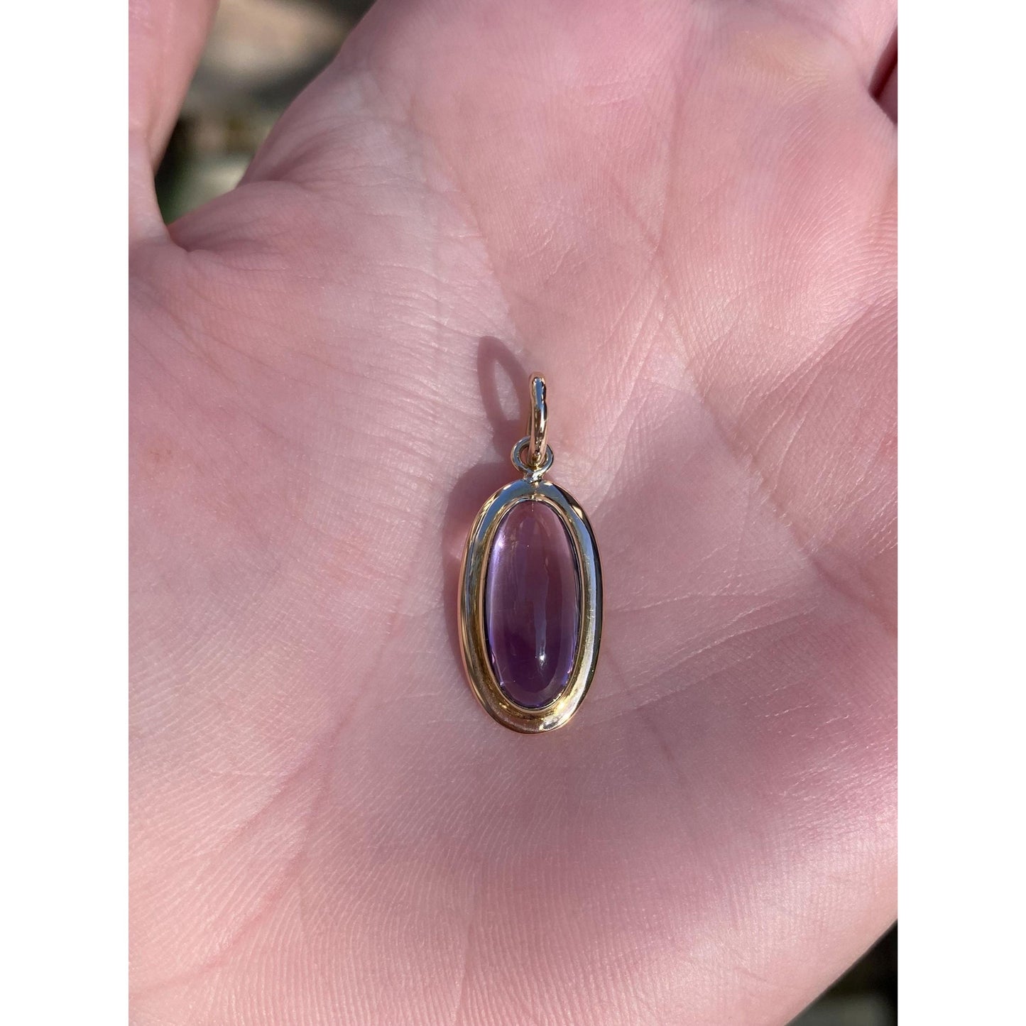 Vintage Solid 14k Yellow Gold Light Purple Cubic Zirconia Cabochon Stick Pin Conversion Charm