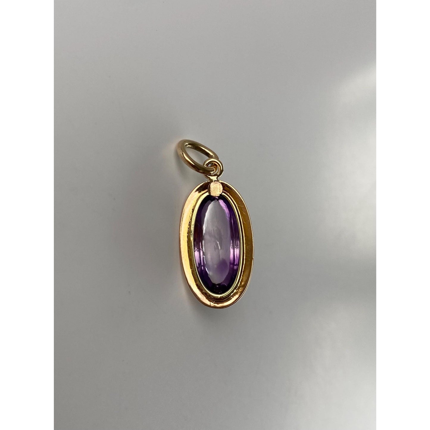 Vintage Solid 14k Yellow Gold Light Purple Cubic Zirconia Cabochon Stick Pin Conversion Charm