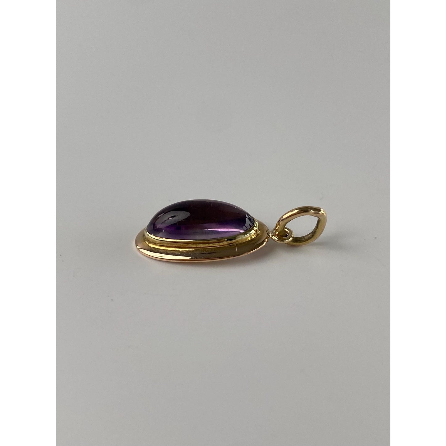 Vintage Solid 14k Yellow Gold Light Purple Cubic Zirconia Cabochon Stick Pin Conversion Charm