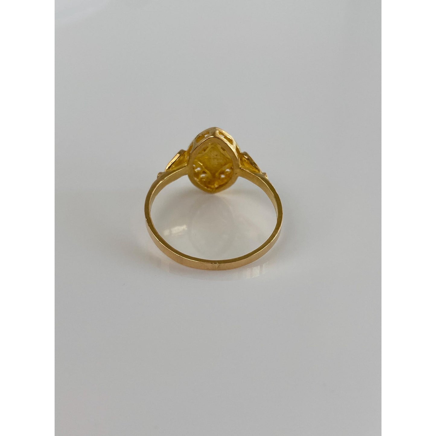 Solid 21k Yellow Gold Diamond Cut Ring - Size 7.75
