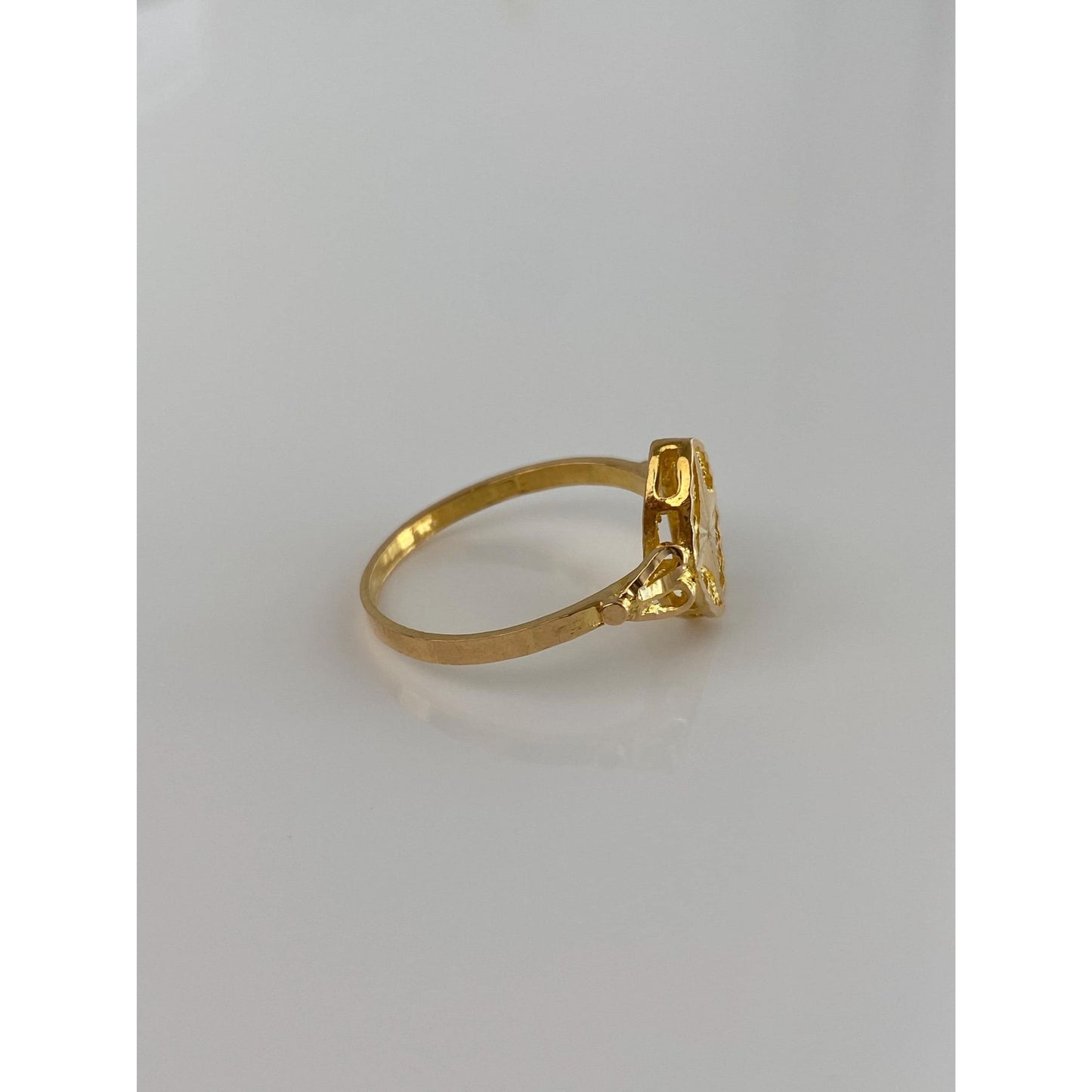 Solid 21k Yellow Gold Diamond Cut Ring - Size 7.75