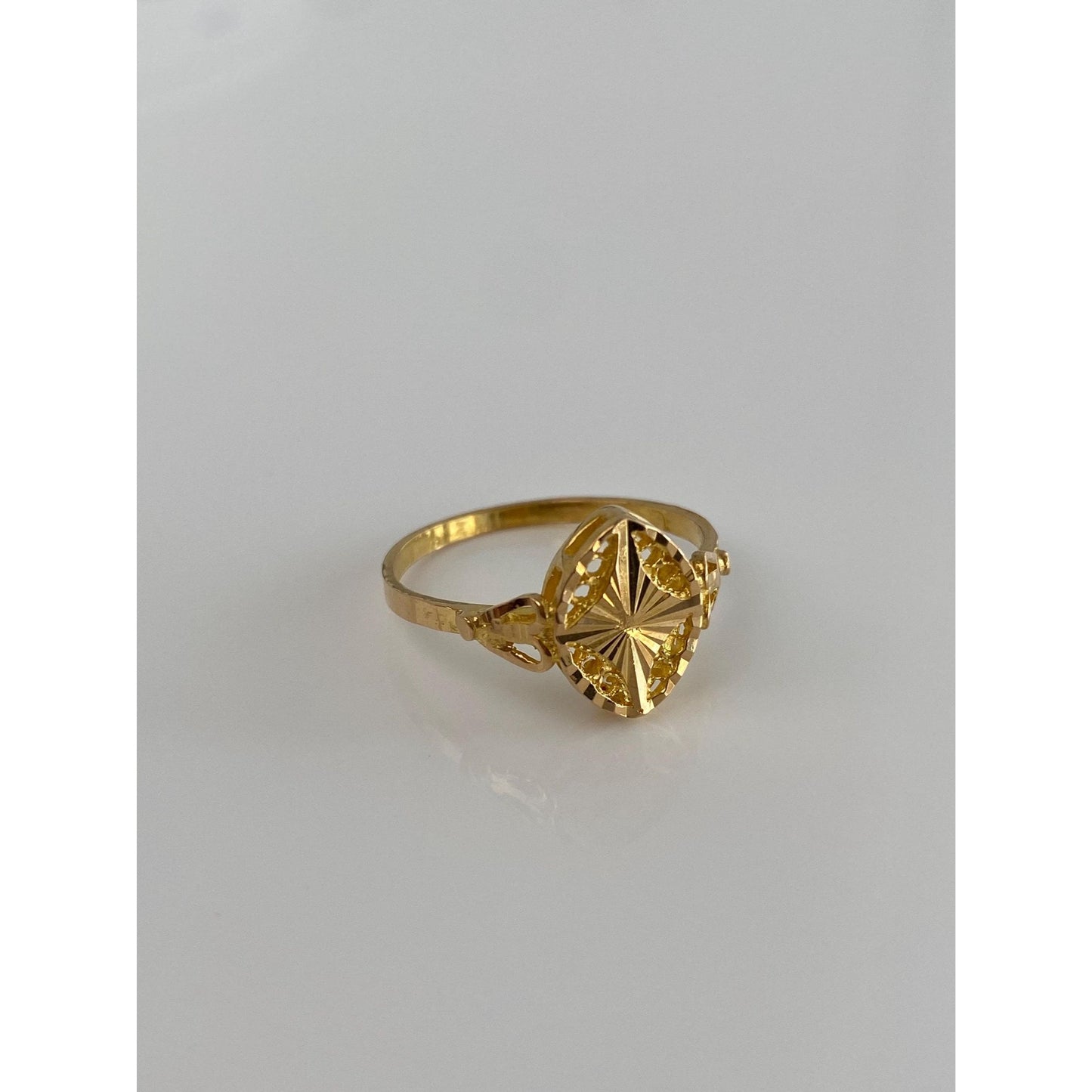 Solid 21k Yellow Gold Diamond Cut Ring - Size 7.75
