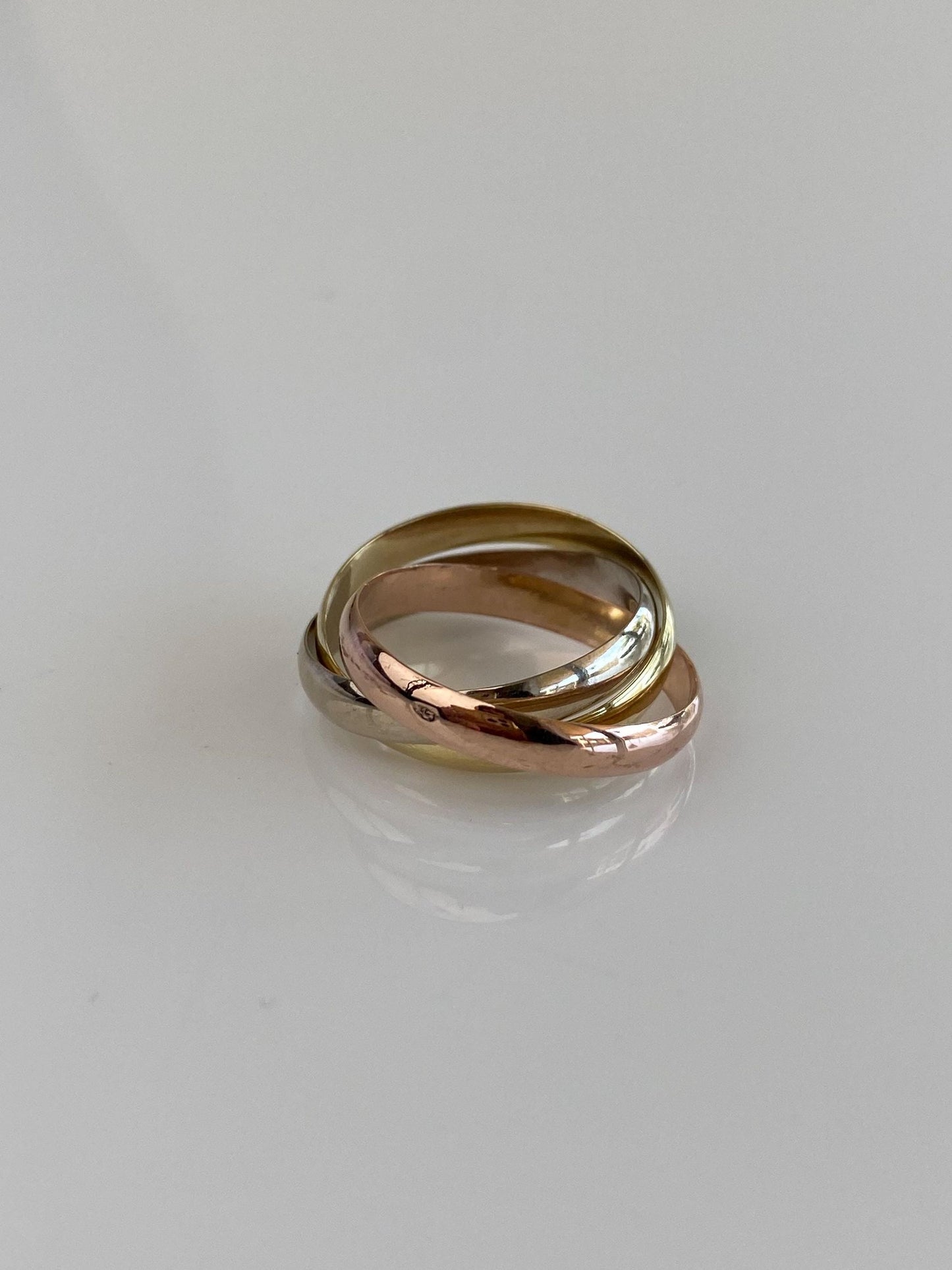 Vintage Solid 14k Tri Tone Gold Rolling Ring - Size 6.5