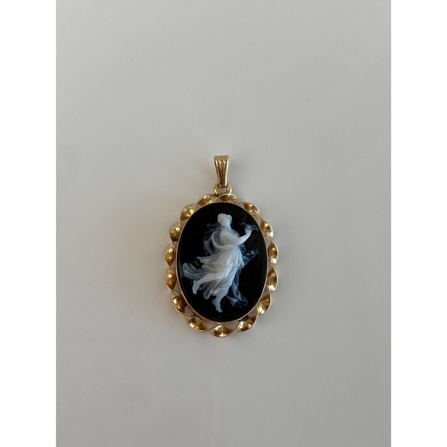 Vintage Solid 14k Yellow Gold Dancing Lady Cameo Charm