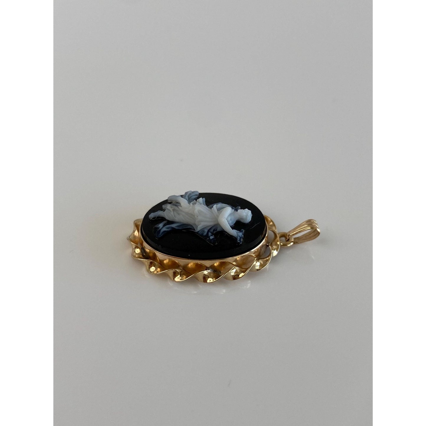 Vintage Solid 14k Yellow Gold Dancing Lady Cameo Charm