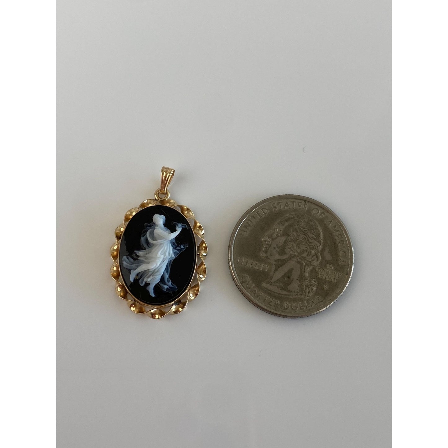 Vintage Solid 14k Yellow Gold Dancing Lady Cameo Charm