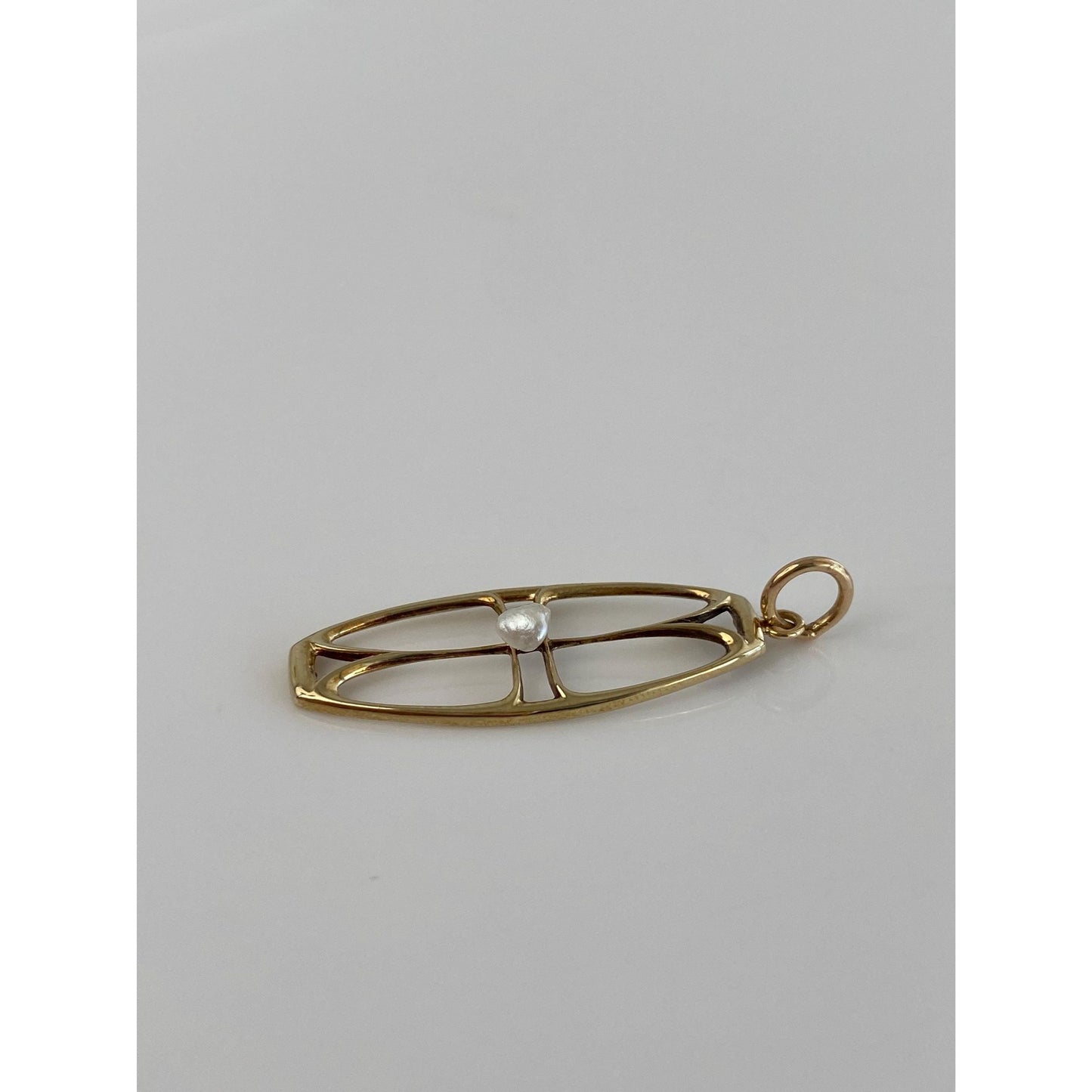 Vintage Solid 10k Yellow Gold Seed Pearl Charm