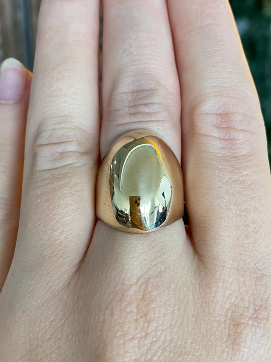 Vintage Solid 14k Yellow Gold Domed Ring - Size 6.75