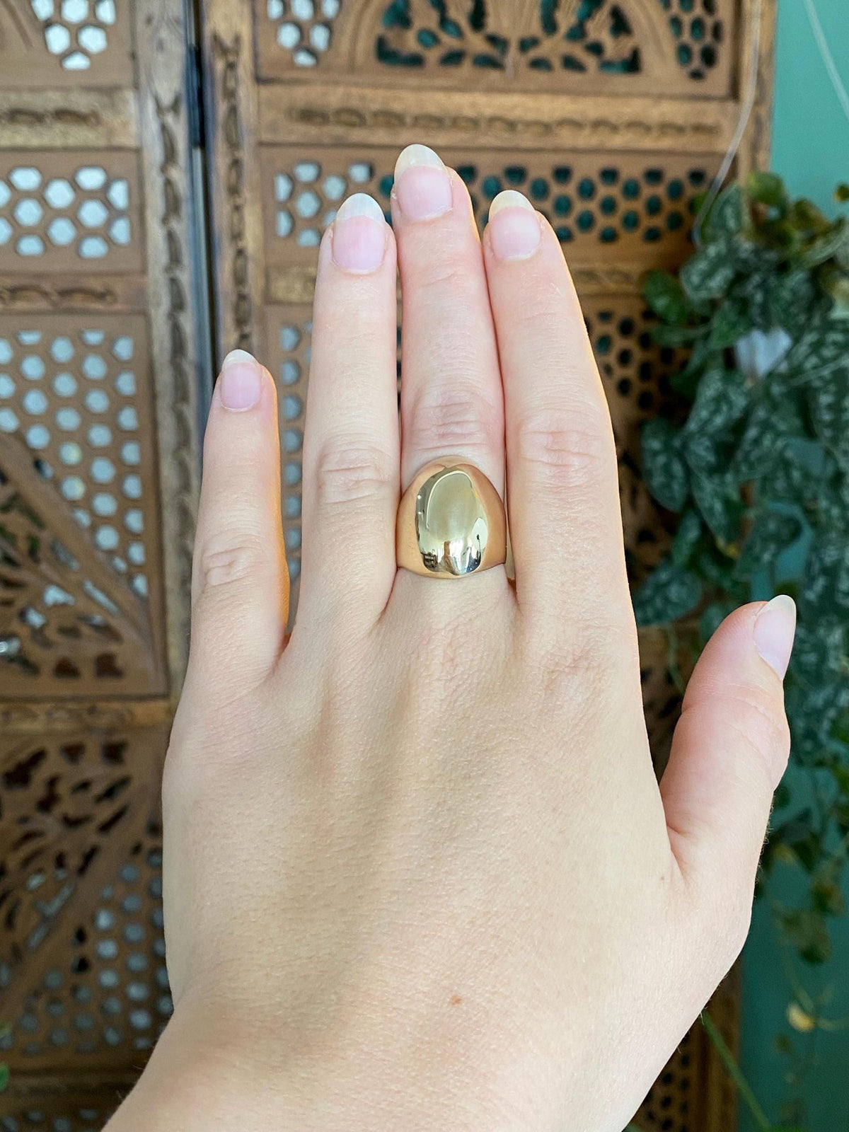 Vintage Solid 14k Yellow Gold Domed Ring - Size 6.75