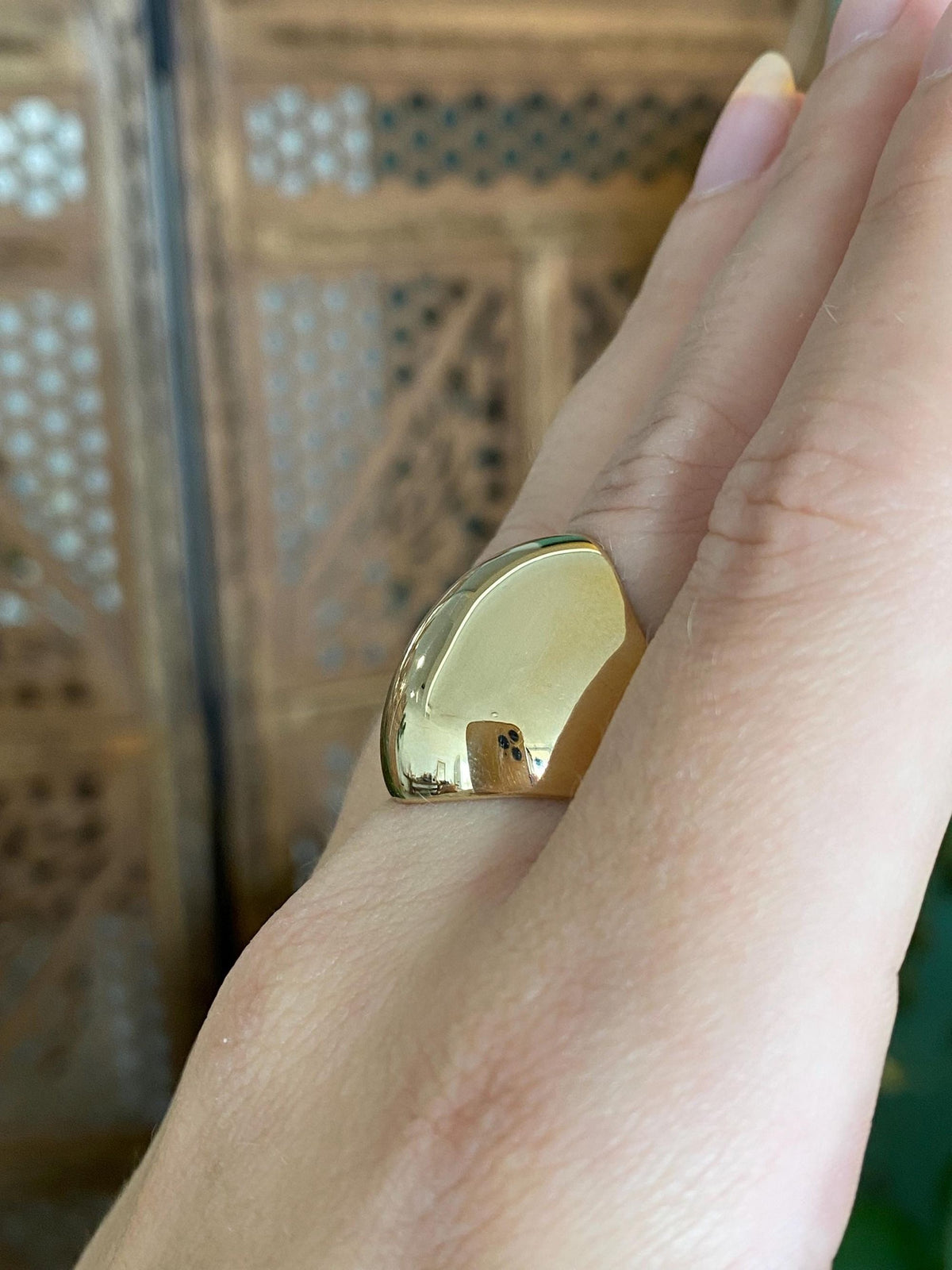 Vintage Solid 14k Yellow Gold Domed Ring - Size 6.75