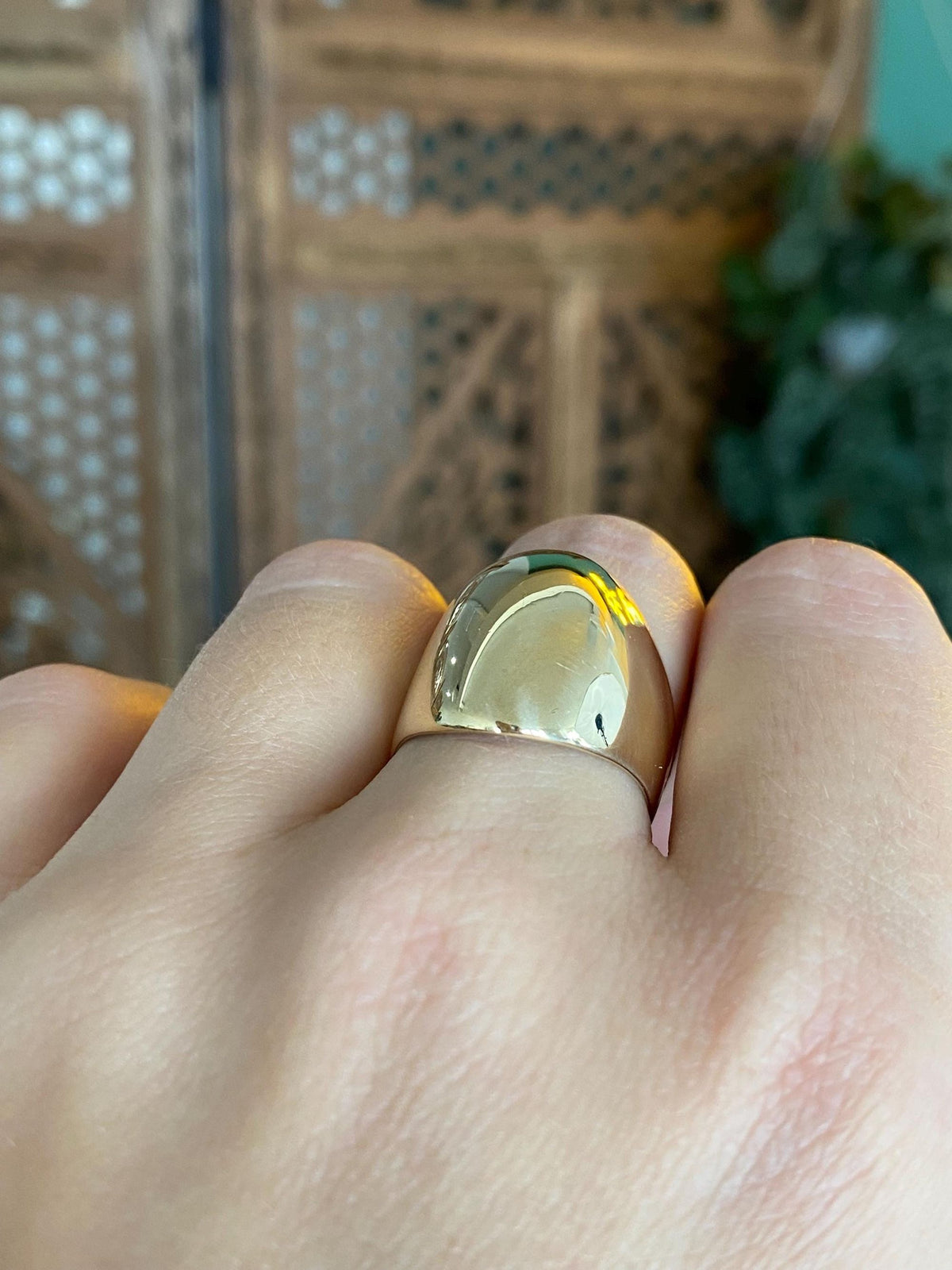 Vintage Solid 14k Yellow Gold Domed Ring - Size 6.75