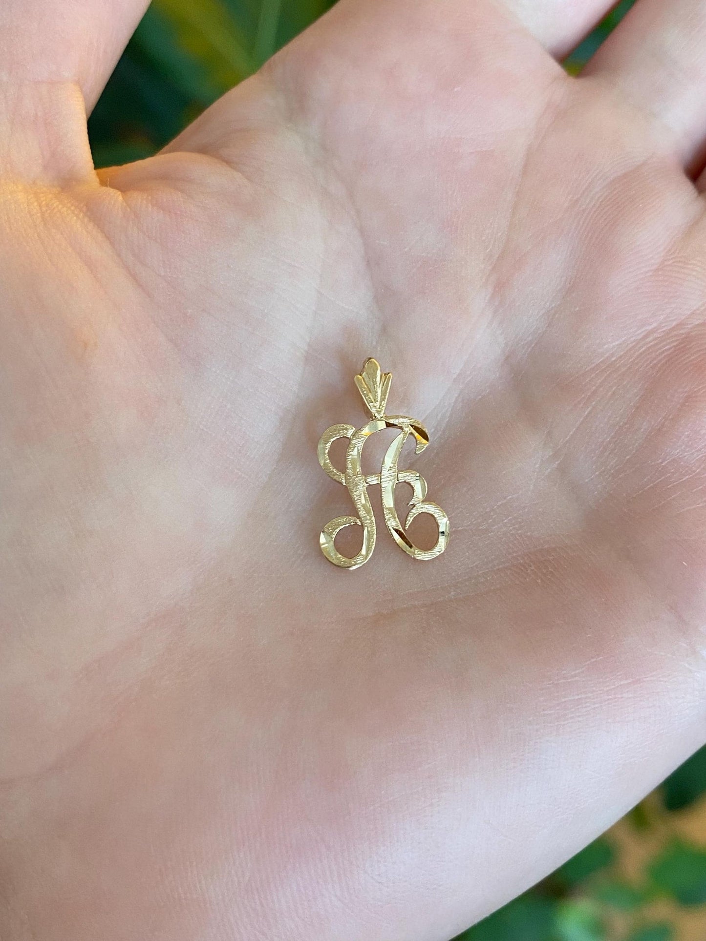Solid 14k Yellow Gold Diamond Cut Initial 'A' Charm