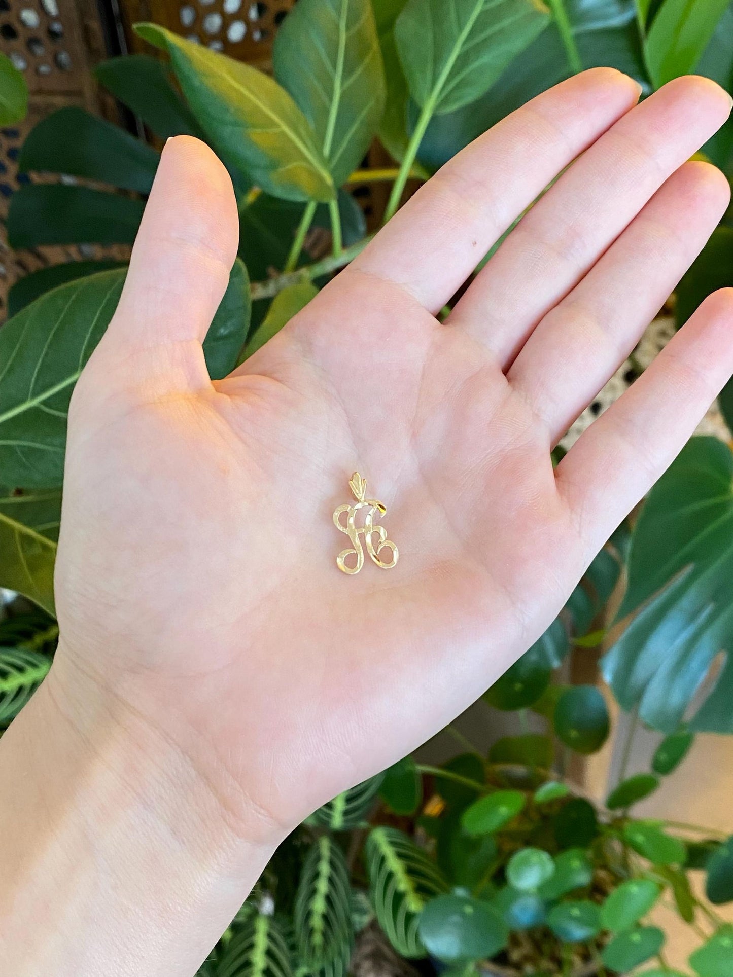 Solid 14k Yellow Gold Diamond Cut Initial 'A' Charm