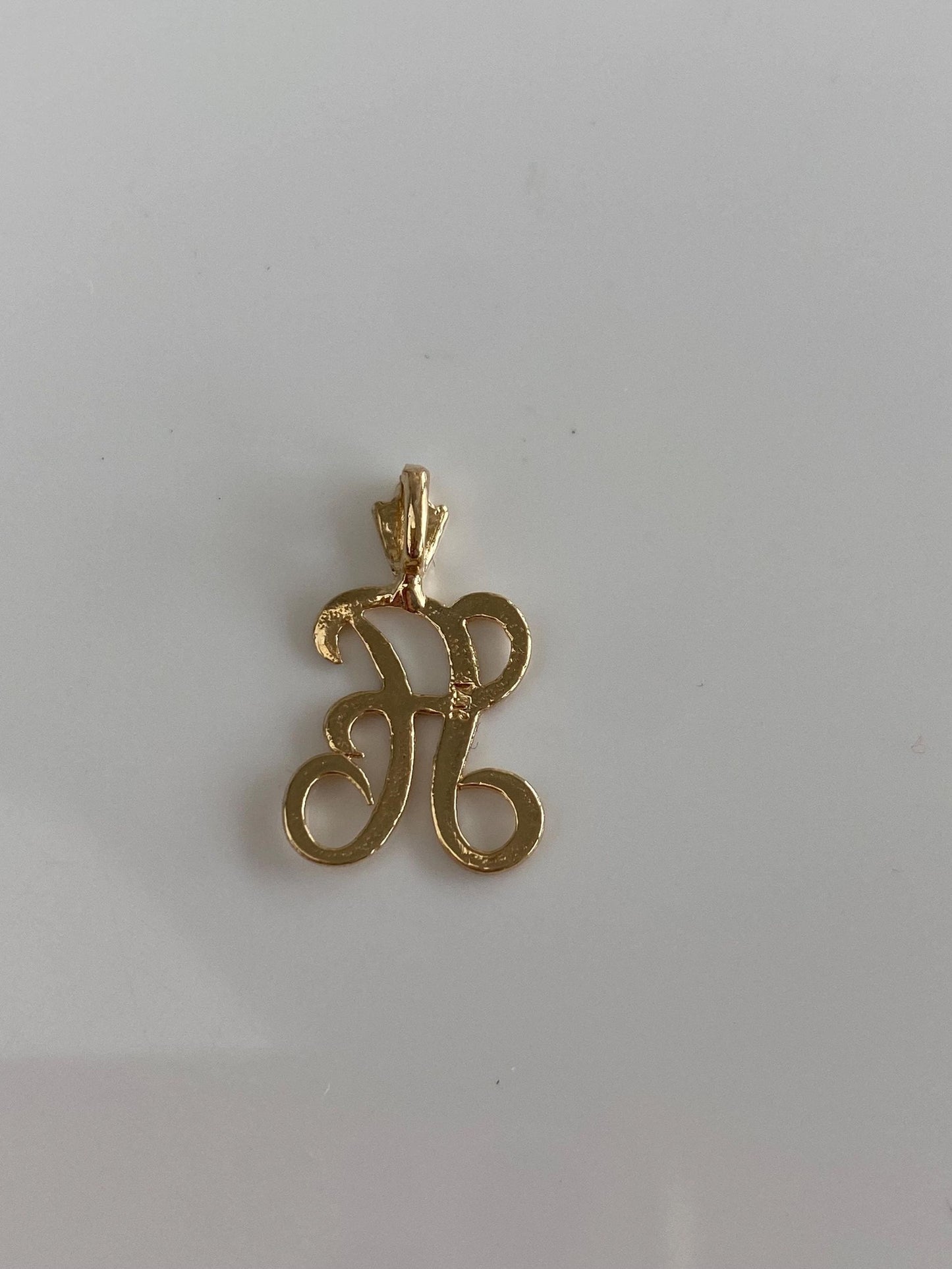 Solid 14k Yellow Gold Diamond Cut Initial 'A' Charm