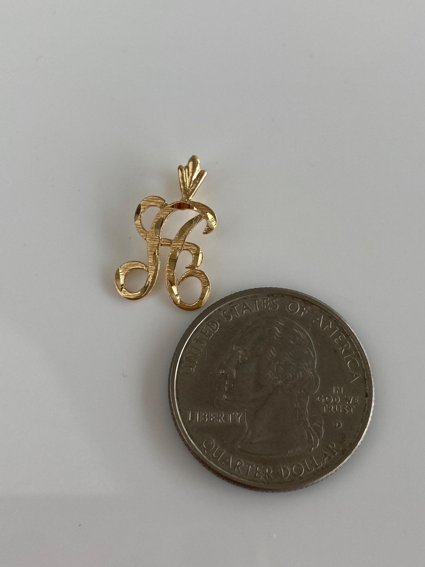 Solid 14k Yellow Gold Diamond Cut Initial 'A' Charm