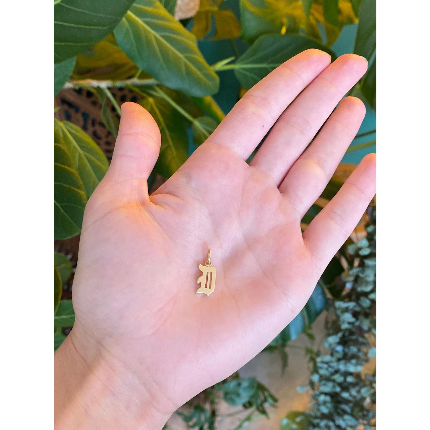 Solid 14k Yellow Gold Old English Initial 'D' Charm