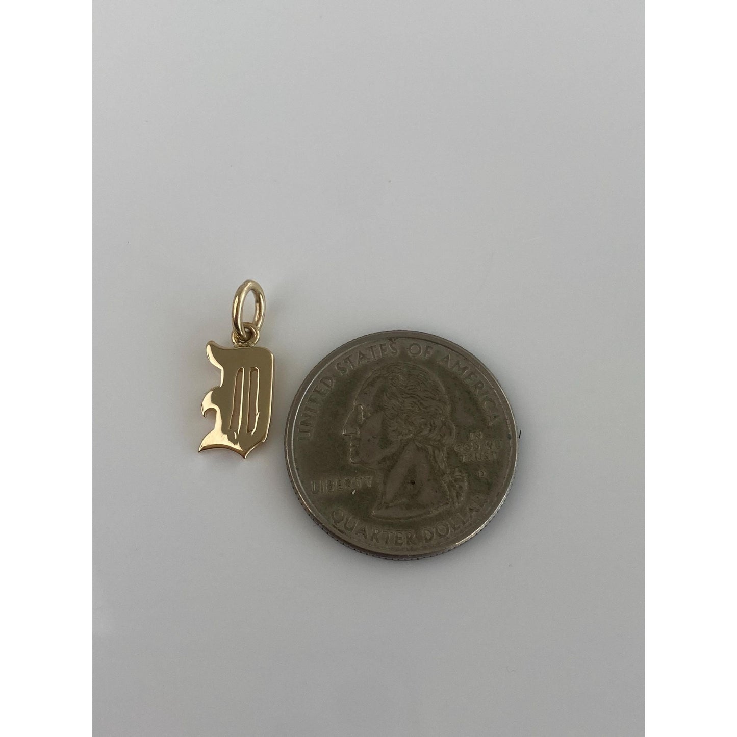 Solid 14k Yellow Gold Old English Initial 'D' Charm