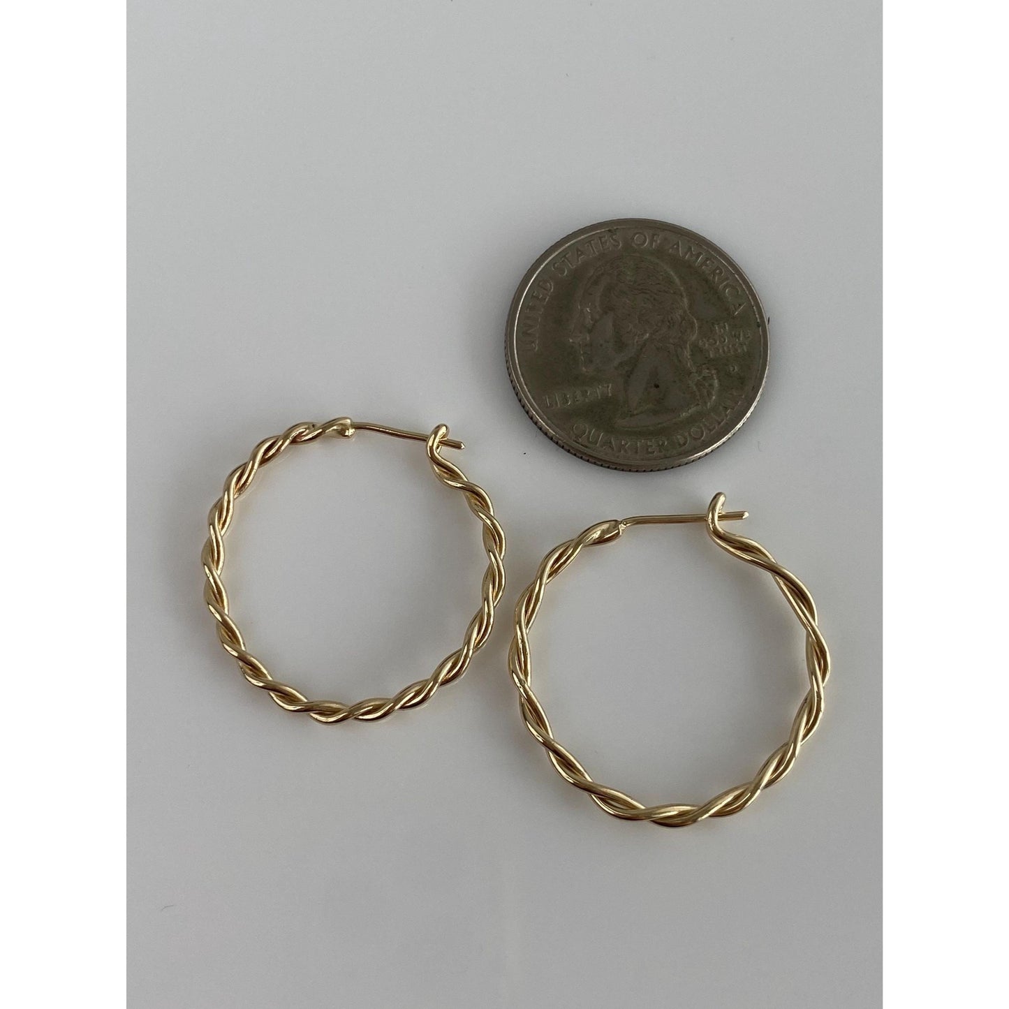Vintage Solid 14k Yellow Gold Twist Hoop Earrings