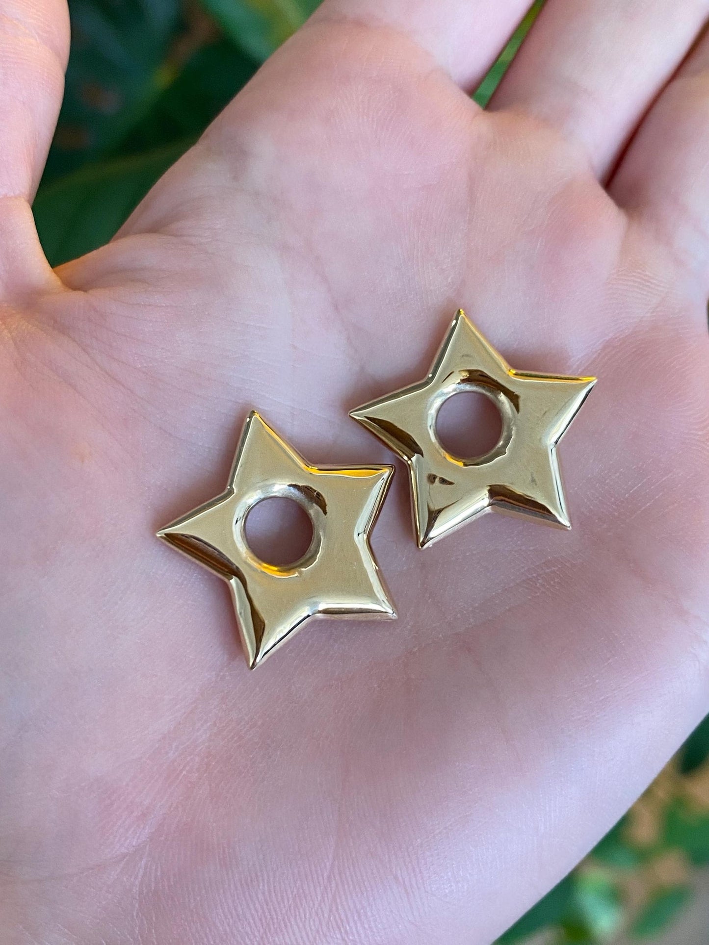 Vintage 14k Yellow Gold Star Hoop Charms