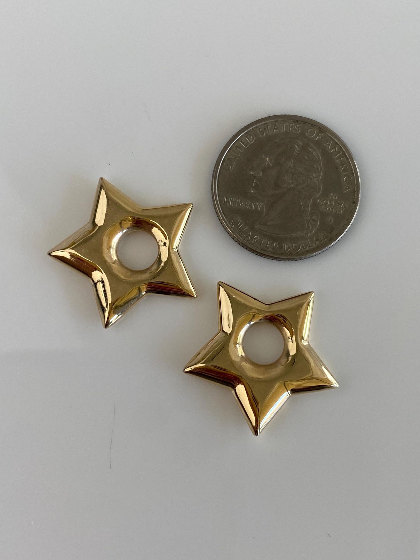 Vintage 14k Yellow Gold Star Hoop Charms