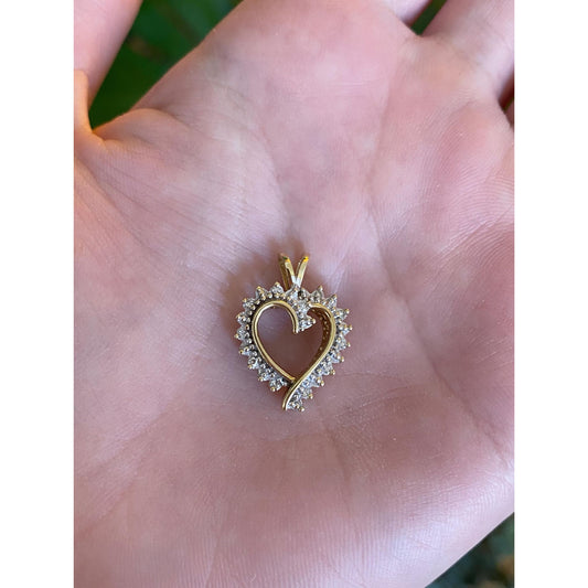 Vintage Solid 10k Yellow Gold Diamond Heart Charm