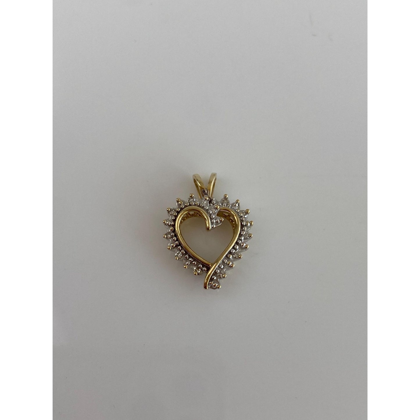 Vintage Solid 10k Yellow Gold Diamond Heart Charm