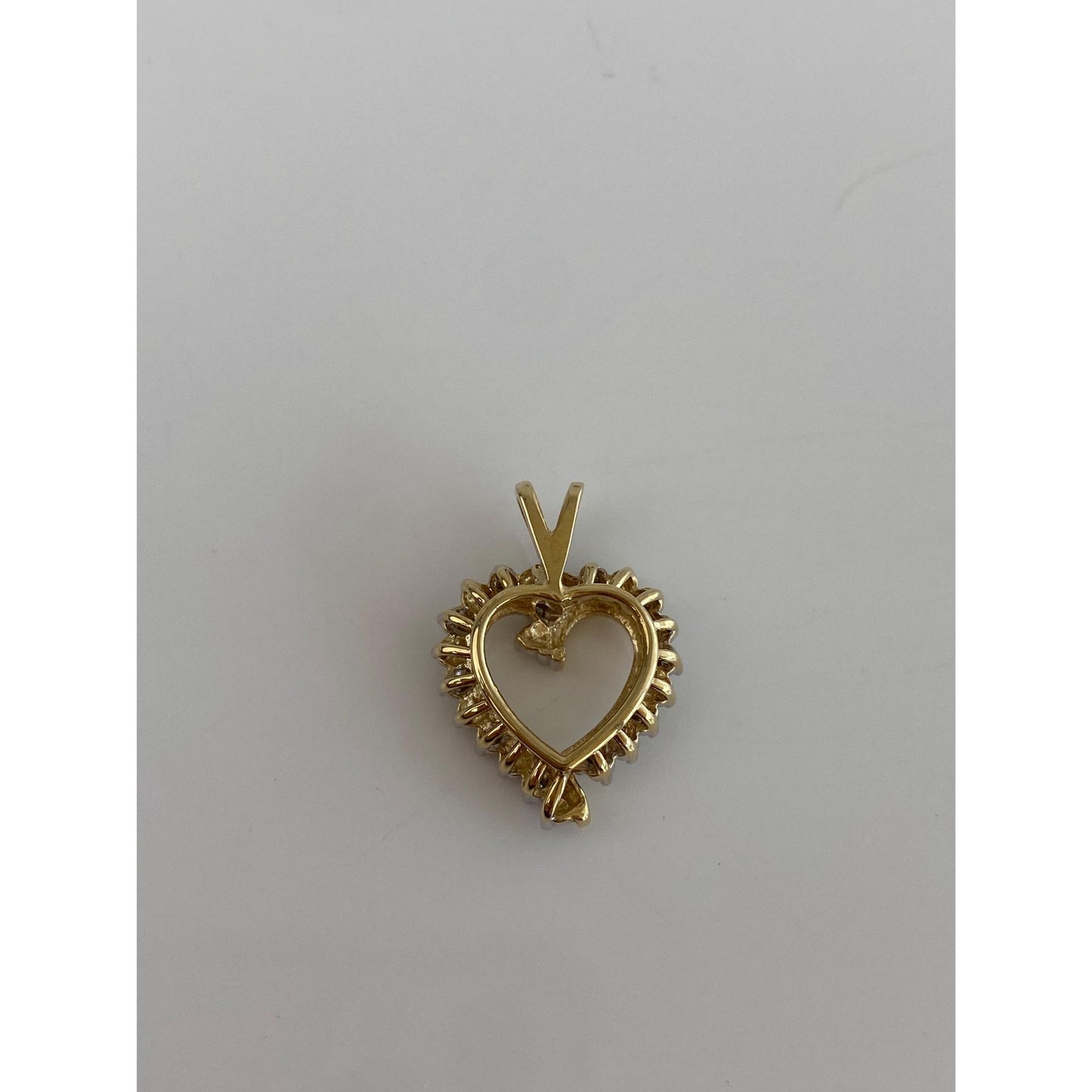 Vintage Solid 10k Yellow Gold Diamond Heart Charm