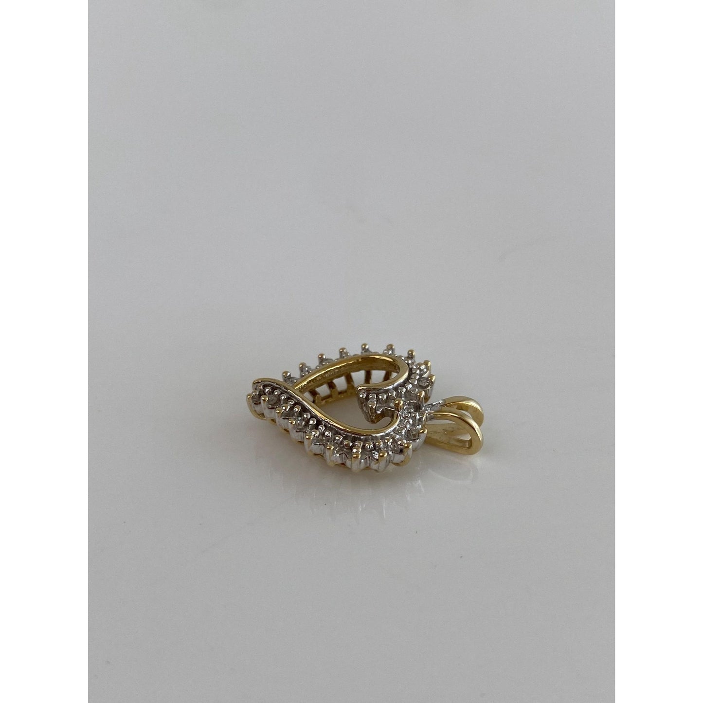 Vintage Solid 10k Yellow Gold Diamond Heart Charm