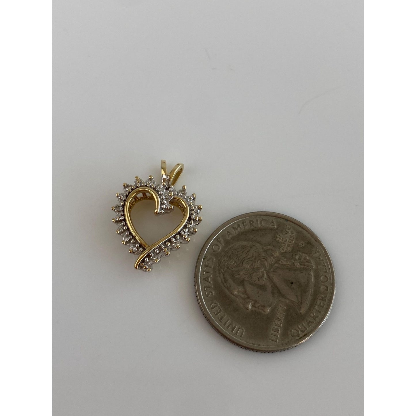 Vintage Solid 10k Yellow Gold Diamond Heart Charm