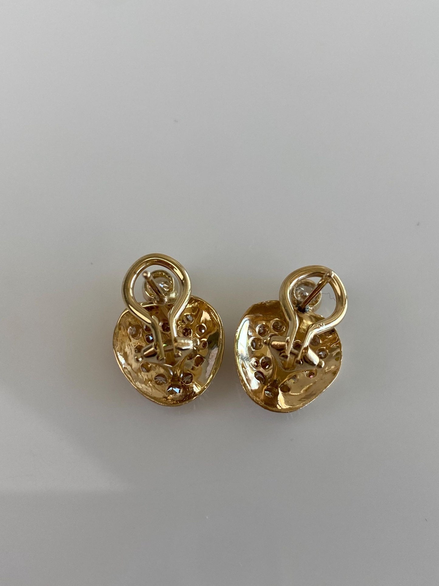Vintage Solid 14k Yellow Gold Diamonds Drop Earrings
