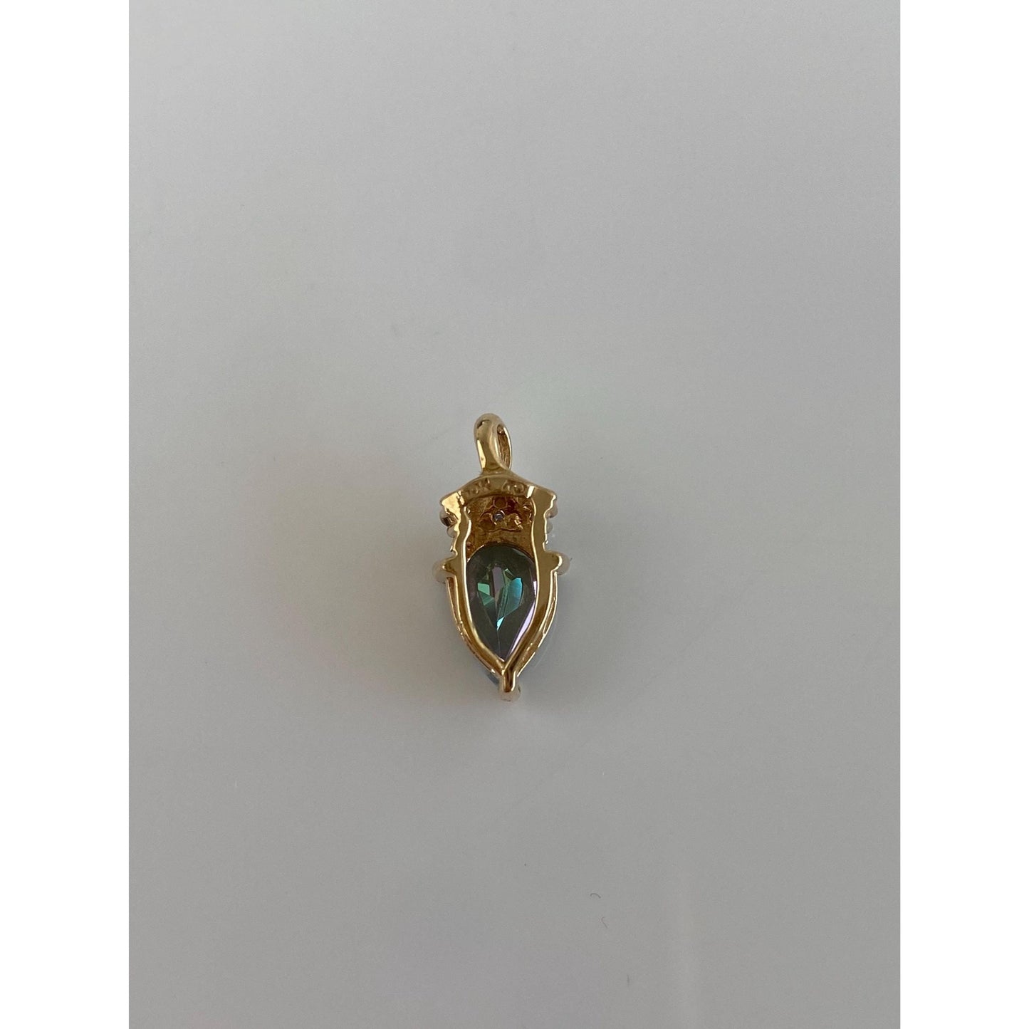 Vintage Solid 10k Yellow Gold Diamond Mystic Topaz Charm