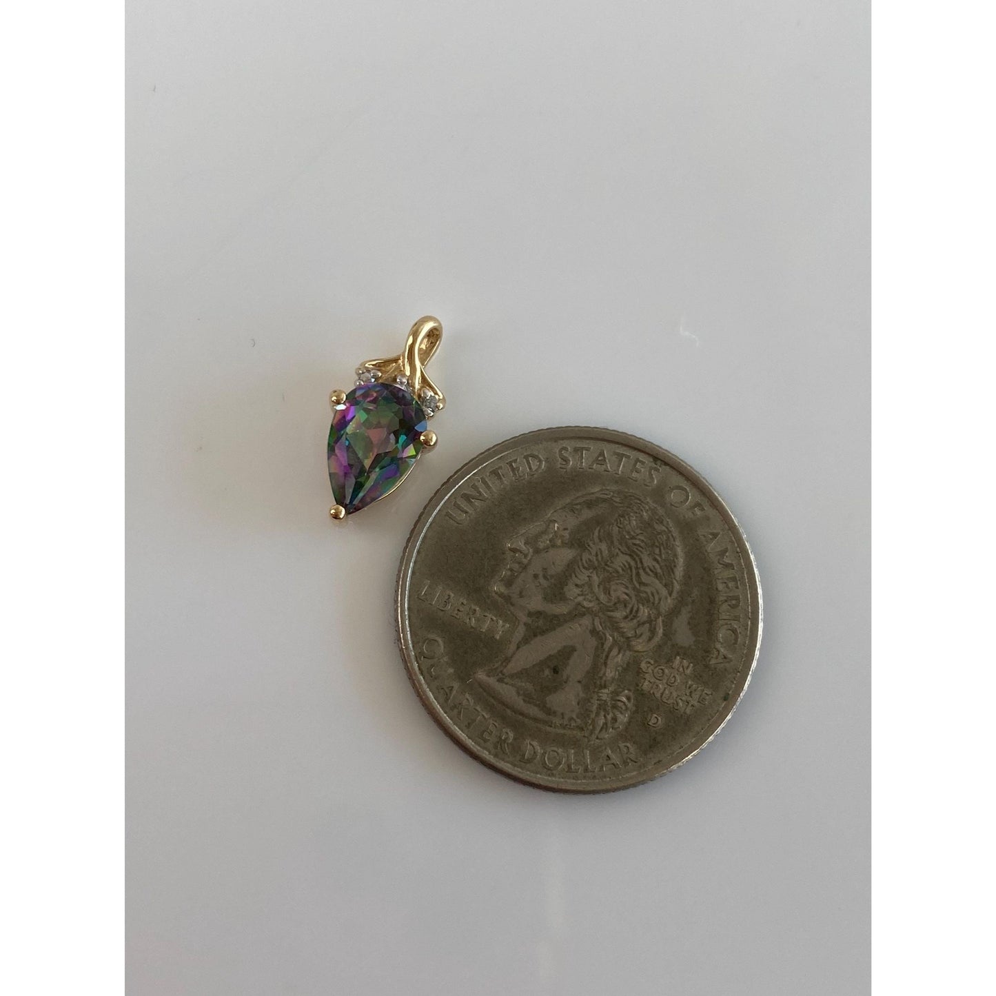 Vintage Solid 10k Yellow Gold Diamond Mystic Topaz Charm
