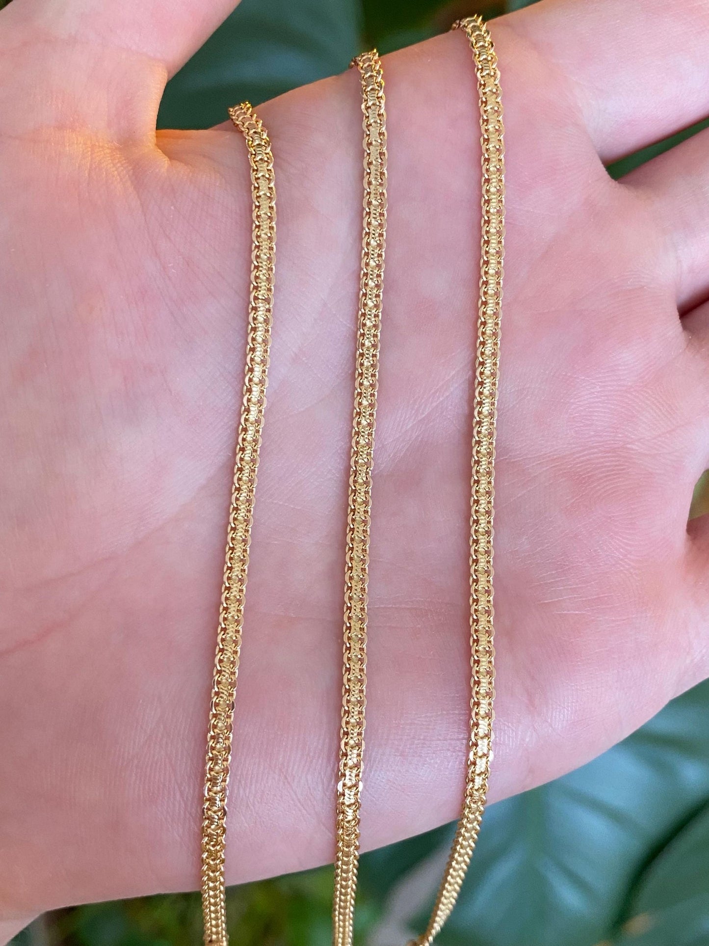 Vintage Solid 14k Yellow Gold Bismark Chain Necklace - 18 inches