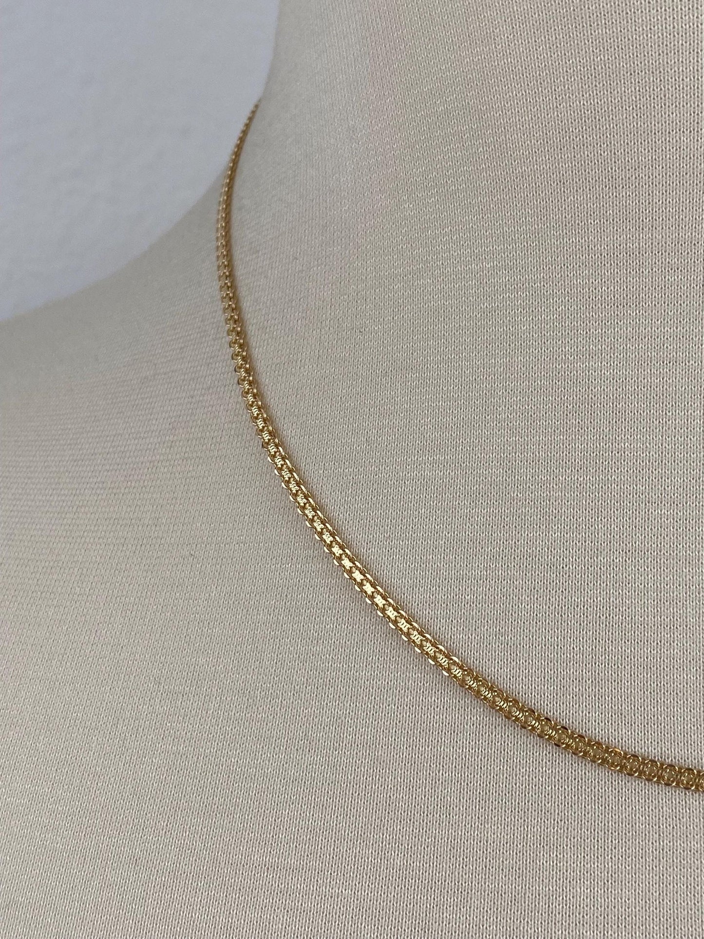 Vintage Solid 14k Yellow Gold Bismark Chain Necklace - 18 inches