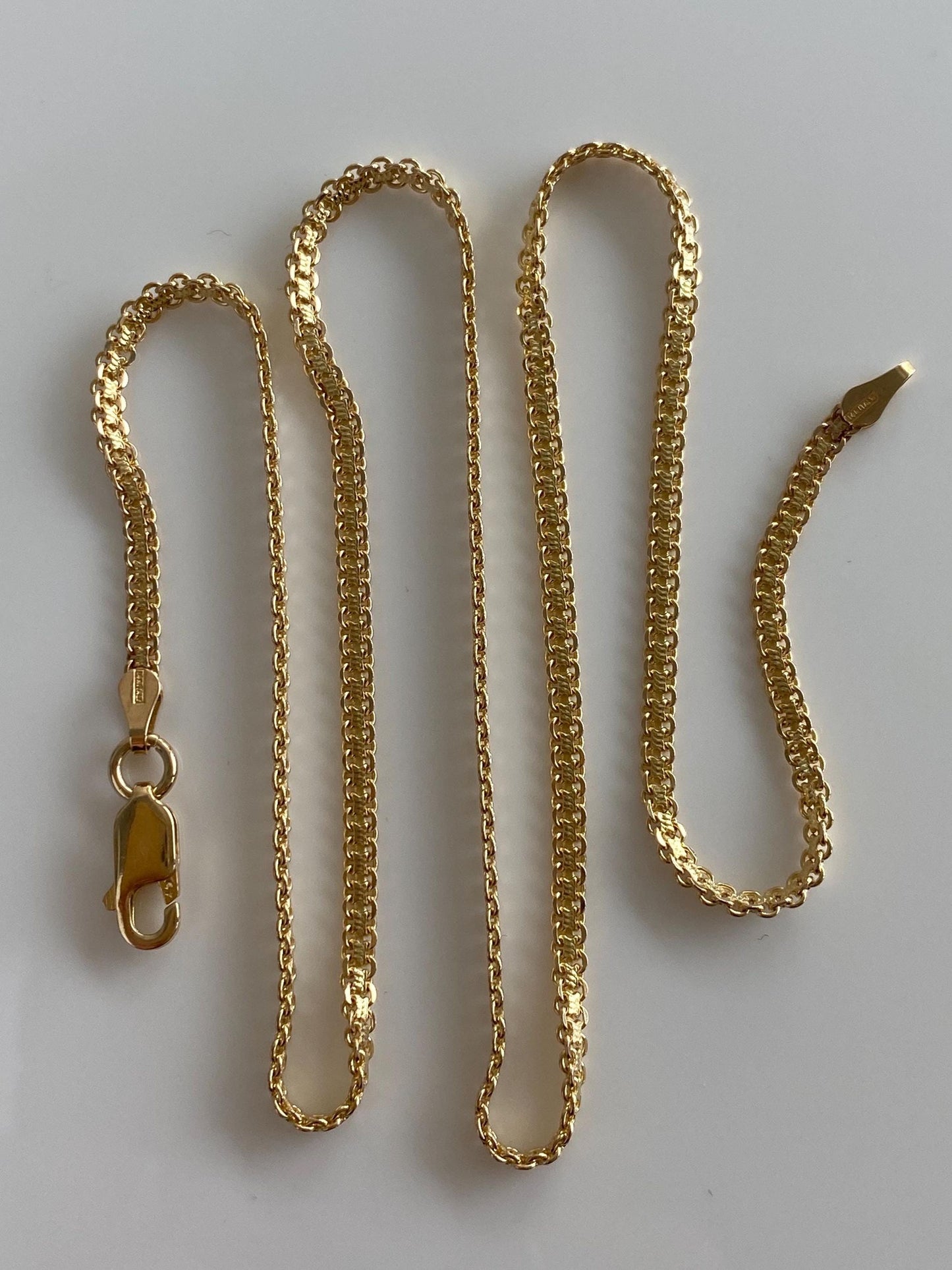 Vintage Solid 14k Yellow Gold Bismark Chain Necklace - 18 inches