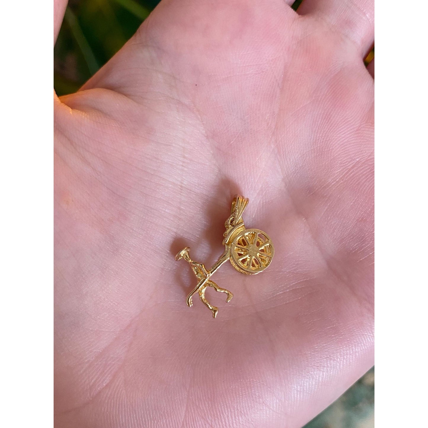 Vintage Solid 14k Yellow Gold Buggy Man Carriage Charm