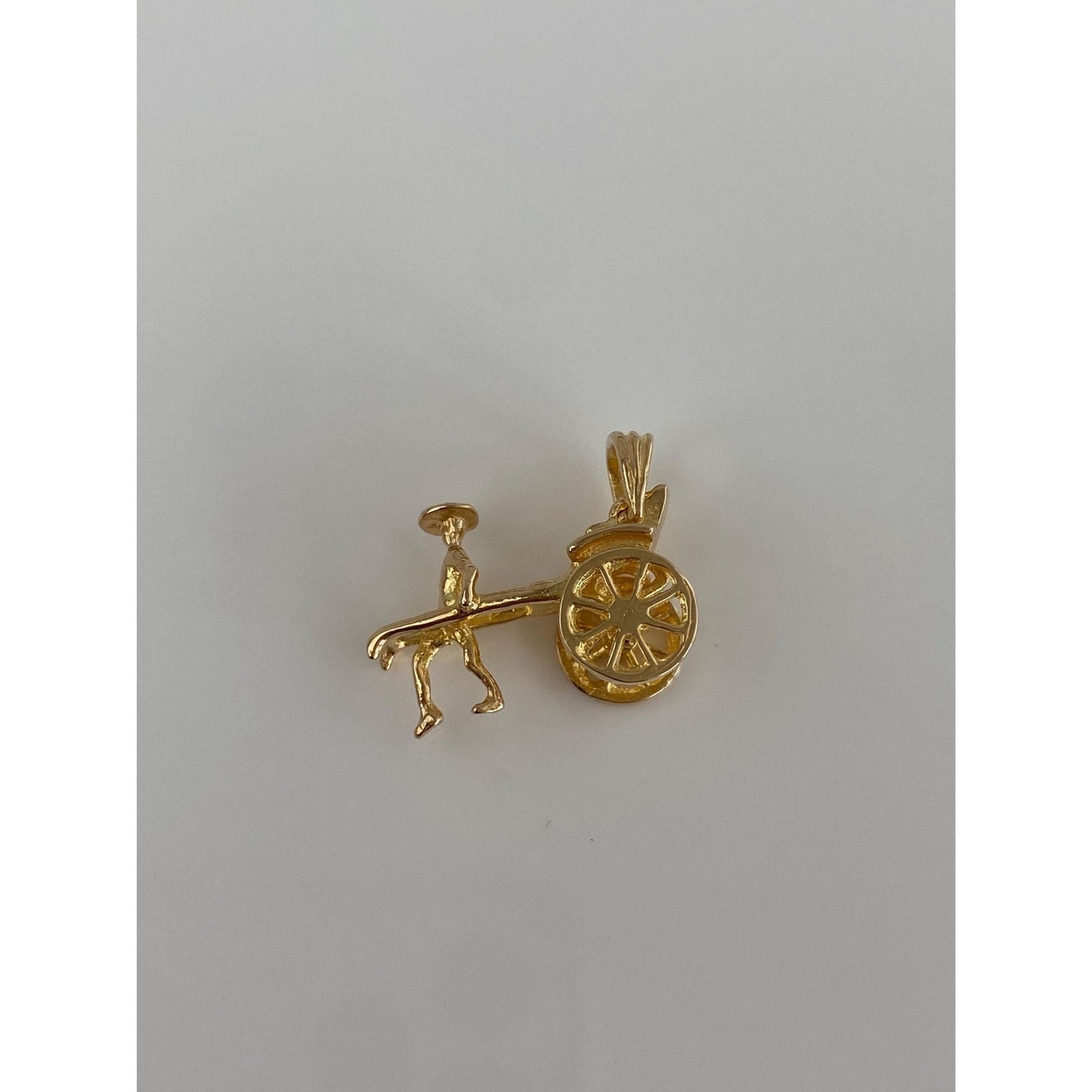 Vintage Solid 14k Yellow Gold Buggy Man Carriage Charm