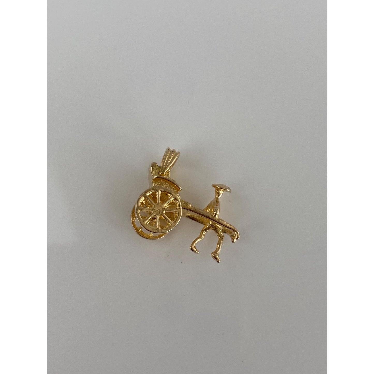 Vintage Solid 14k Yellow Gold Buggy Man Carriage Charm