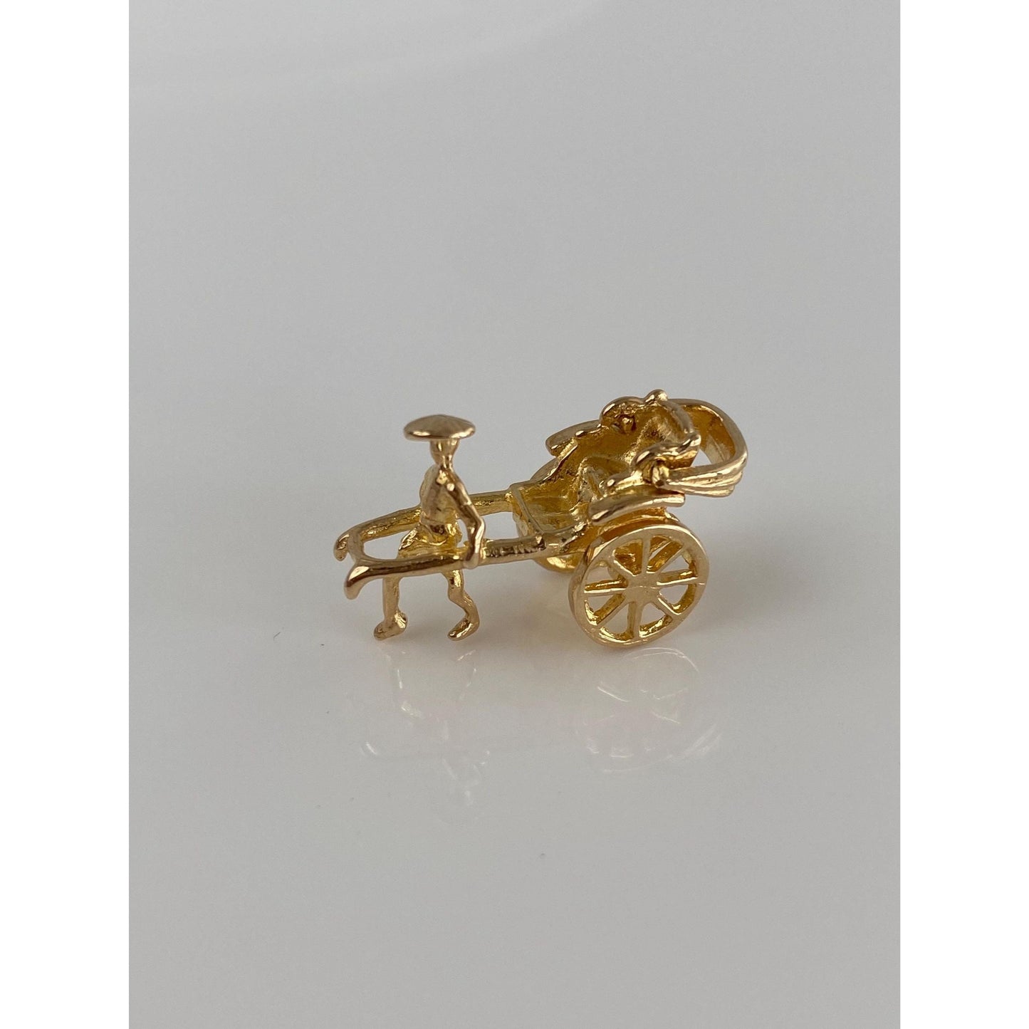 Vintage Solid 14k Yellow Gold Buggy Man Carriage Charm