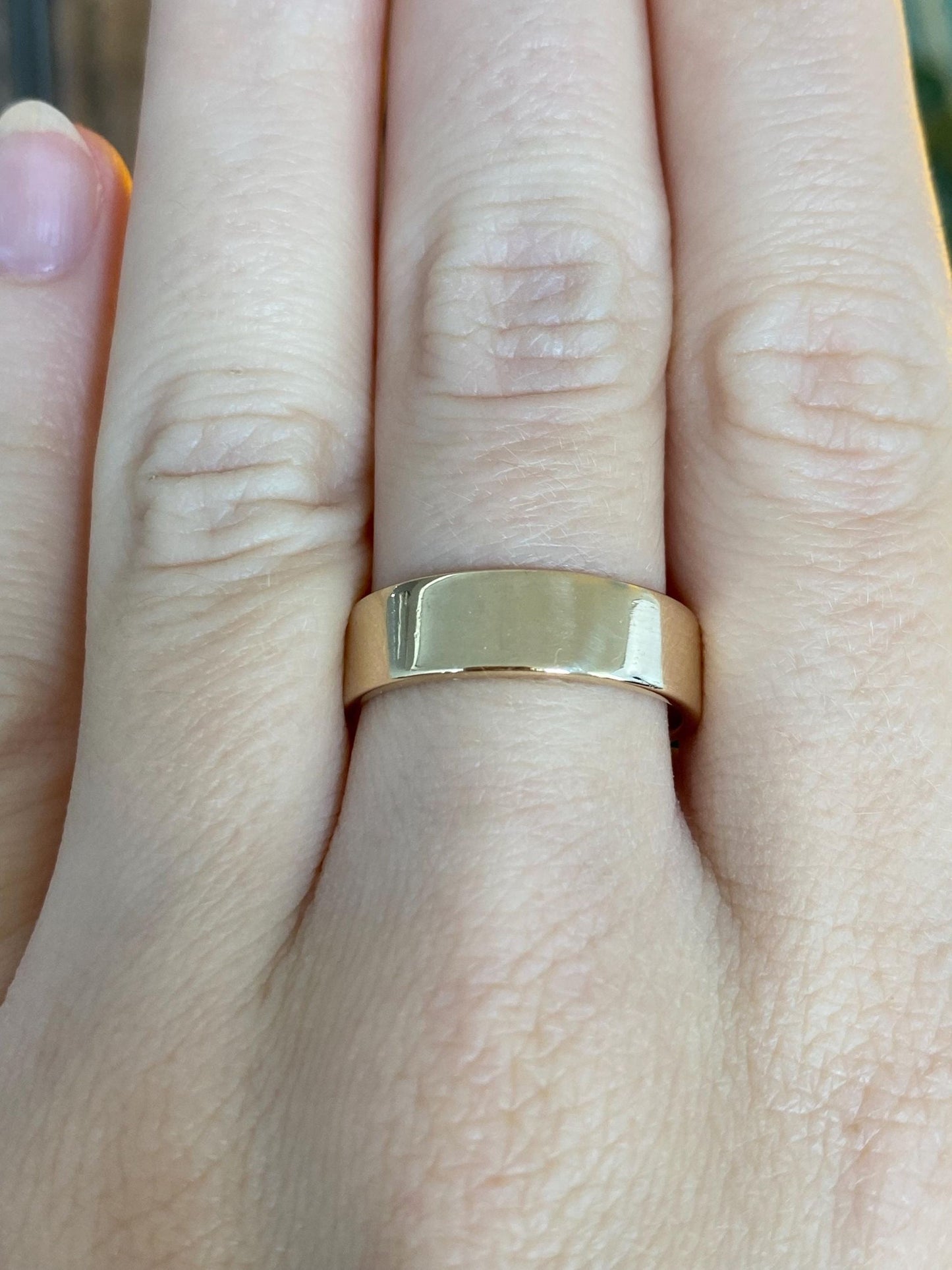 Vintage Solid 14k Yellow Gold Straight Edge Ring Band - Size 8