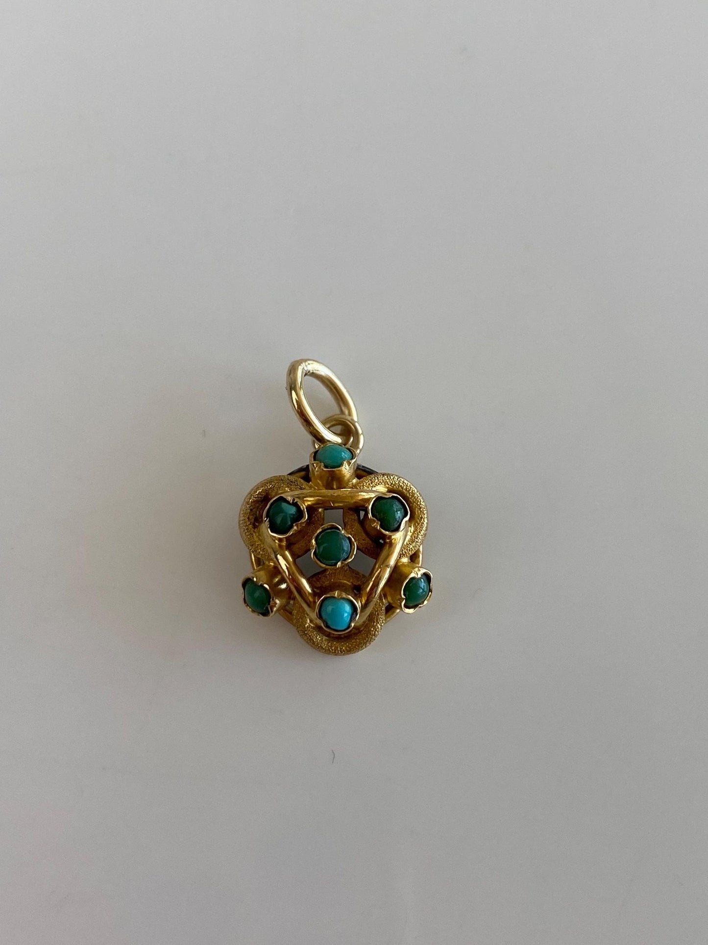 Vintage Solid 18k Yellow Gold Turquoise Coiled Stick Pin Conversion Charm