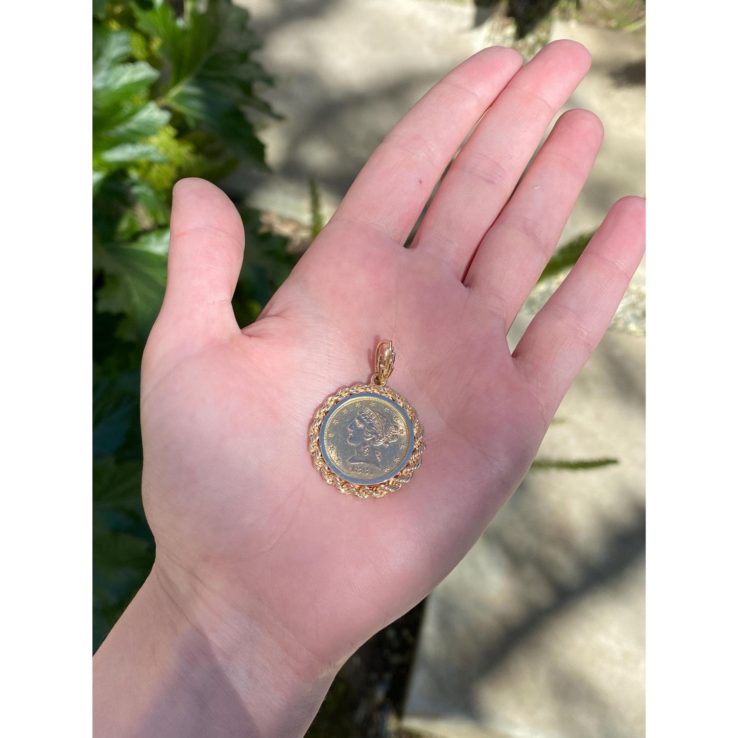 Vintage Solid 14k 1881 5 Dollar Liberty Head Charm