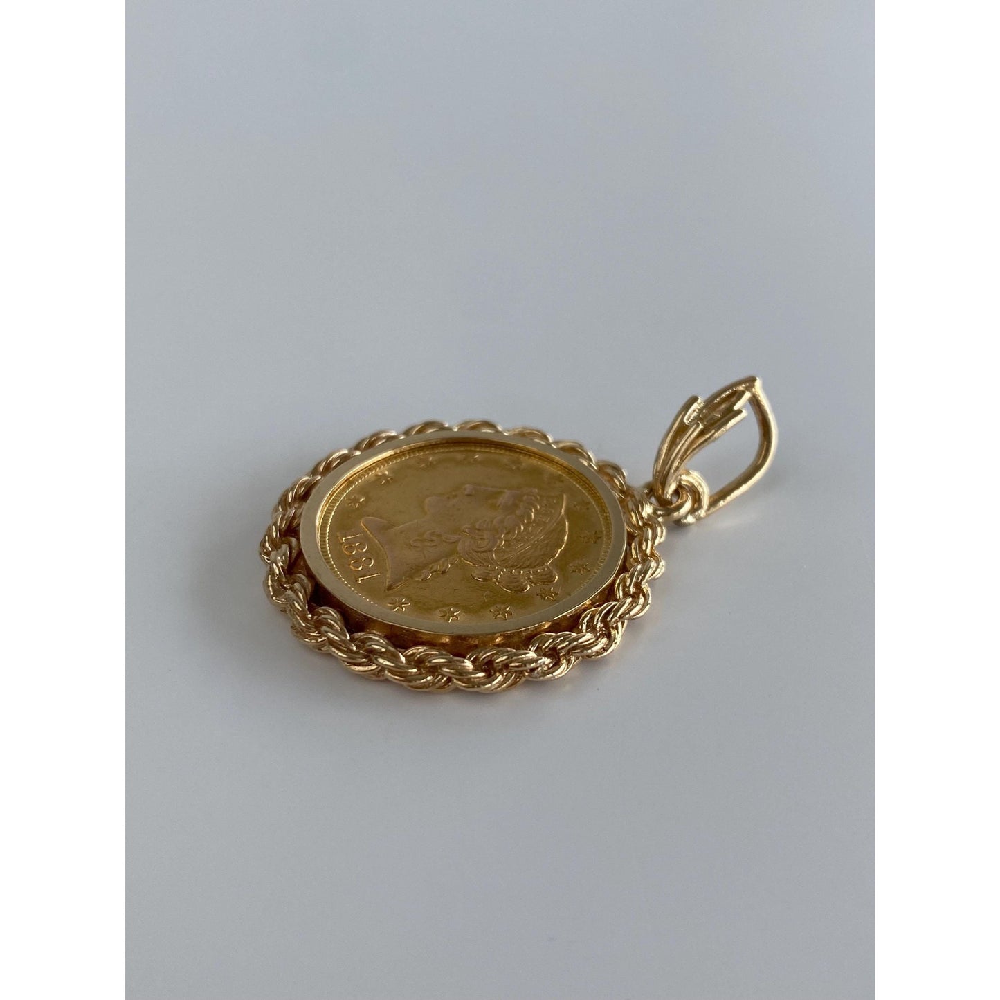 Vintage Solid 14k 1881 5 Dollar Liberty Head Charm