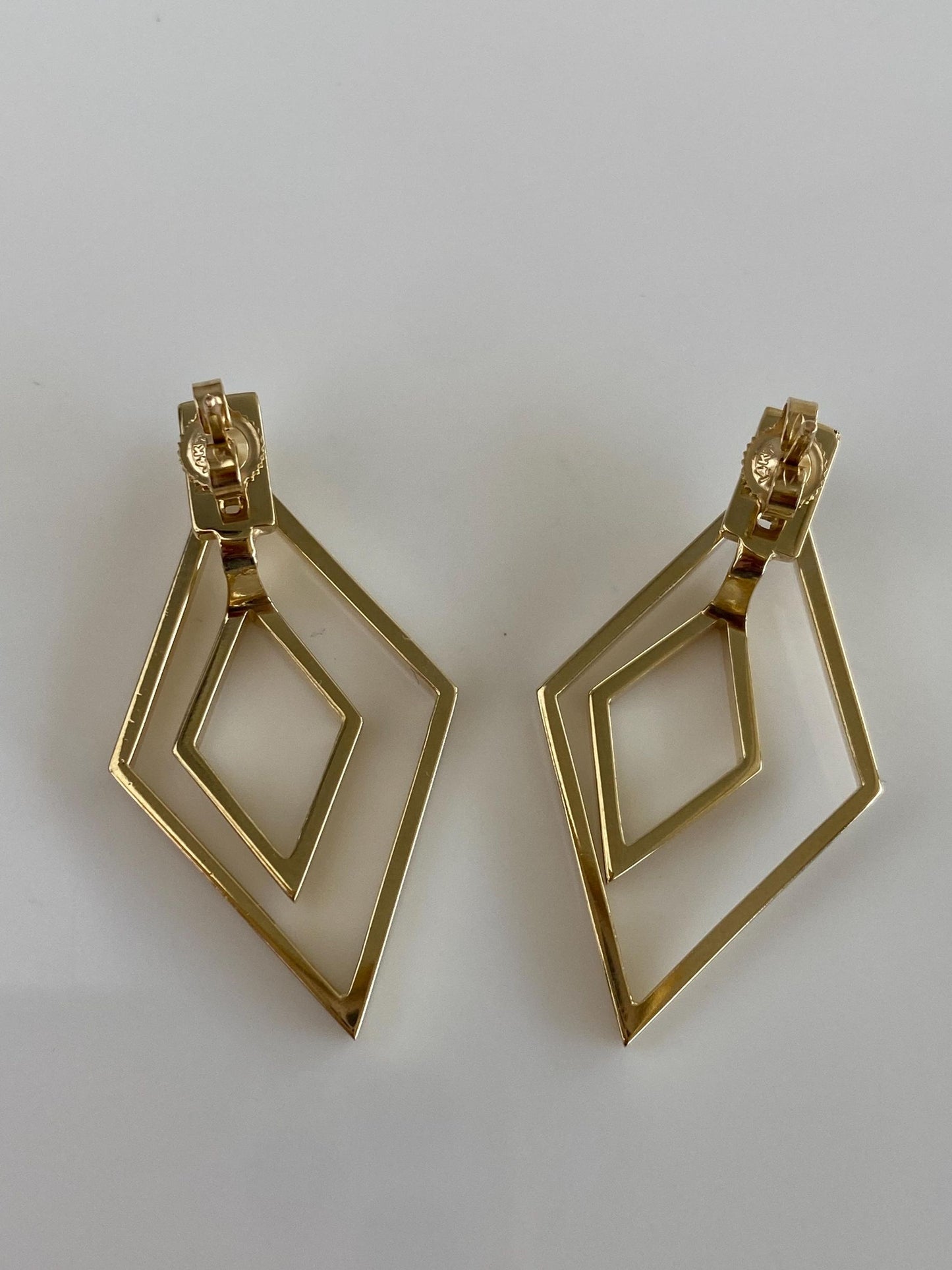 Vintage 14k Yellow Gold Diamond Shape Studs & Earring Jackets