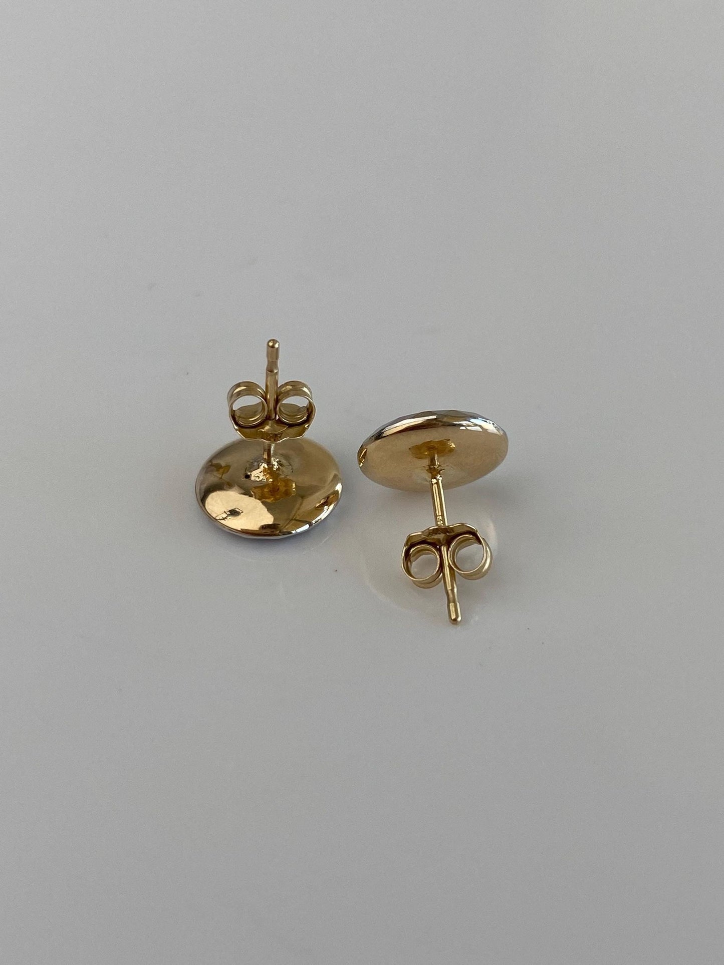 Vintage Platinum & 14k Yellow Gold Diamond Abalone Cufflink Stud Earrings
