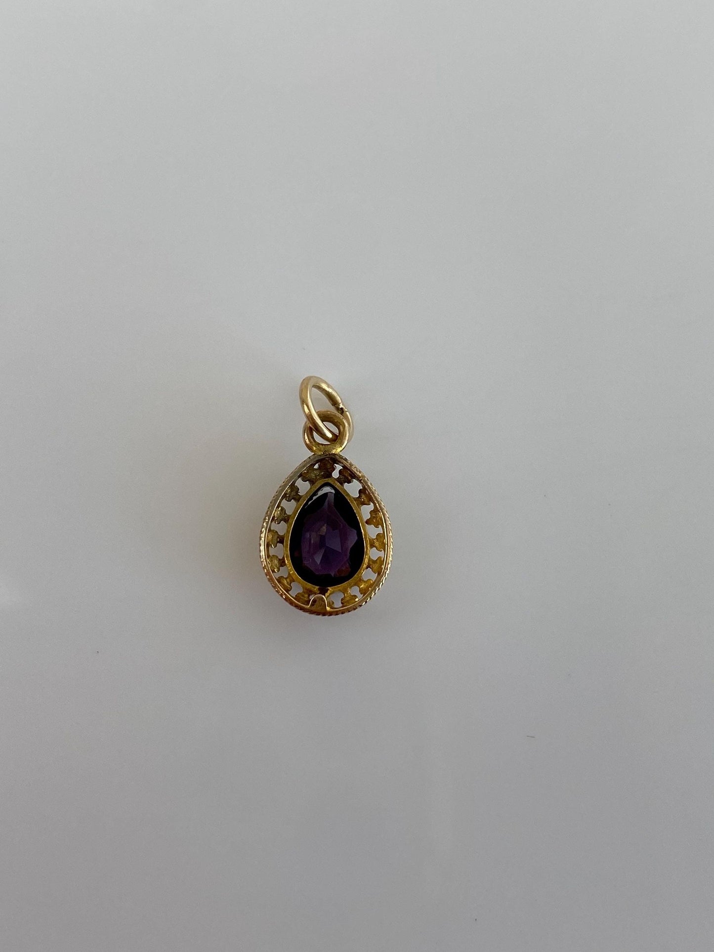 Vintage Solid 10k Yellow Gold Purple Cubic Zirconia Charm