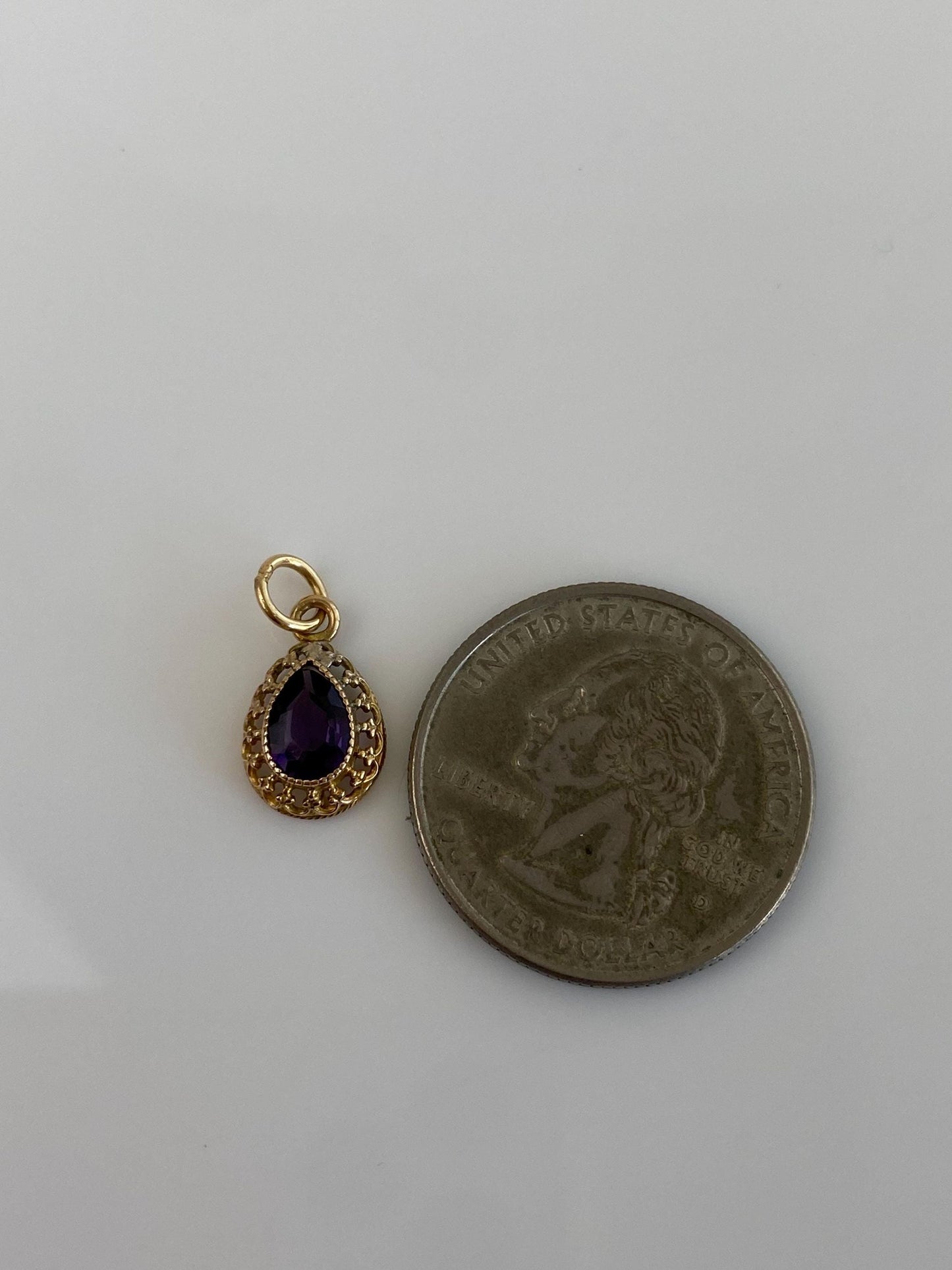 Vintage Solid 10k Yellow Gold Purple Cubic Zirconia Charm