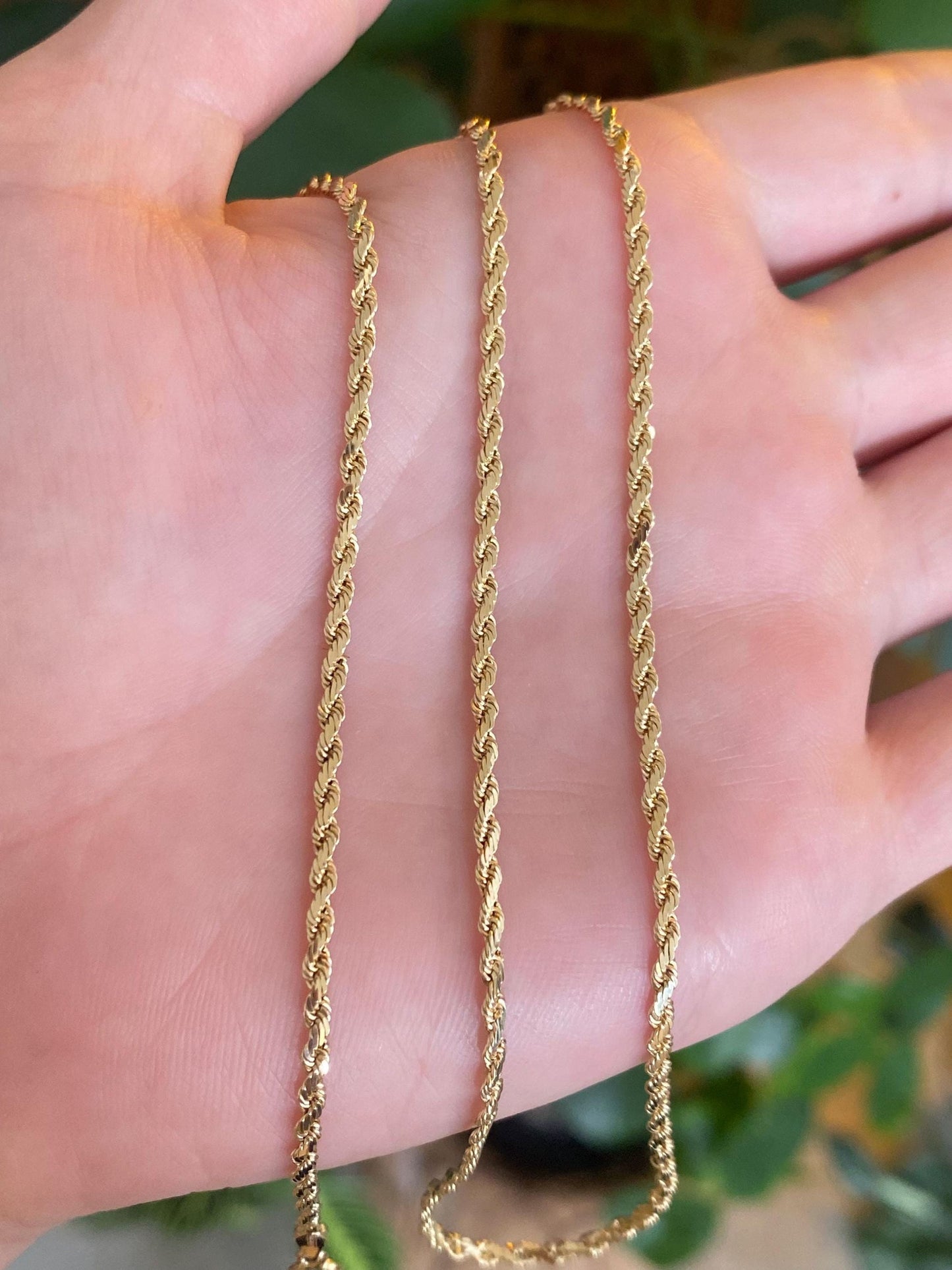 Vintage Solid 14k Yellow Gold Flat Rope Chain Necklace - 18 inches