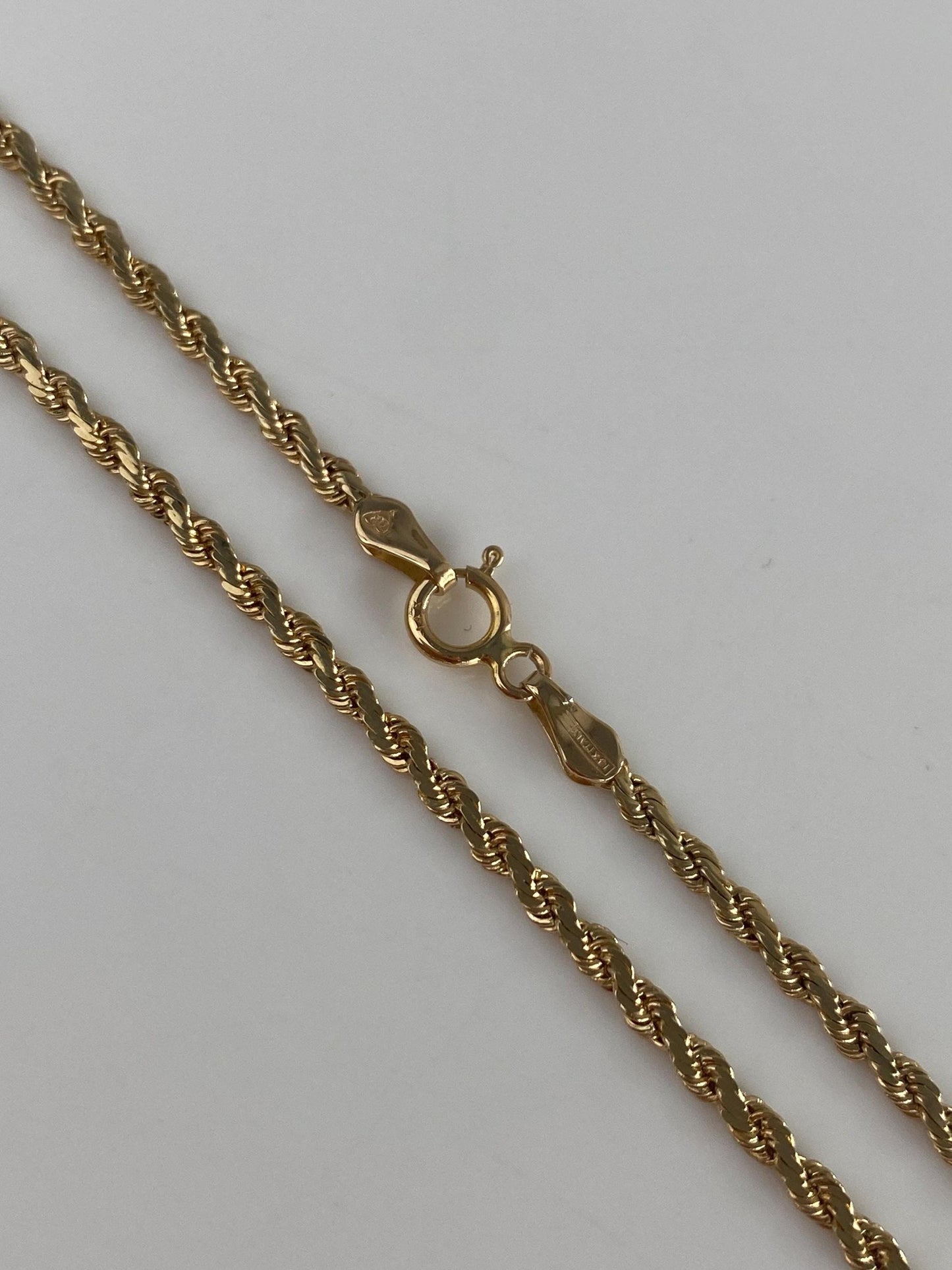 Vintage Solid 14k Yellow Gold Flat Rope Chain Necklace - 18 inches